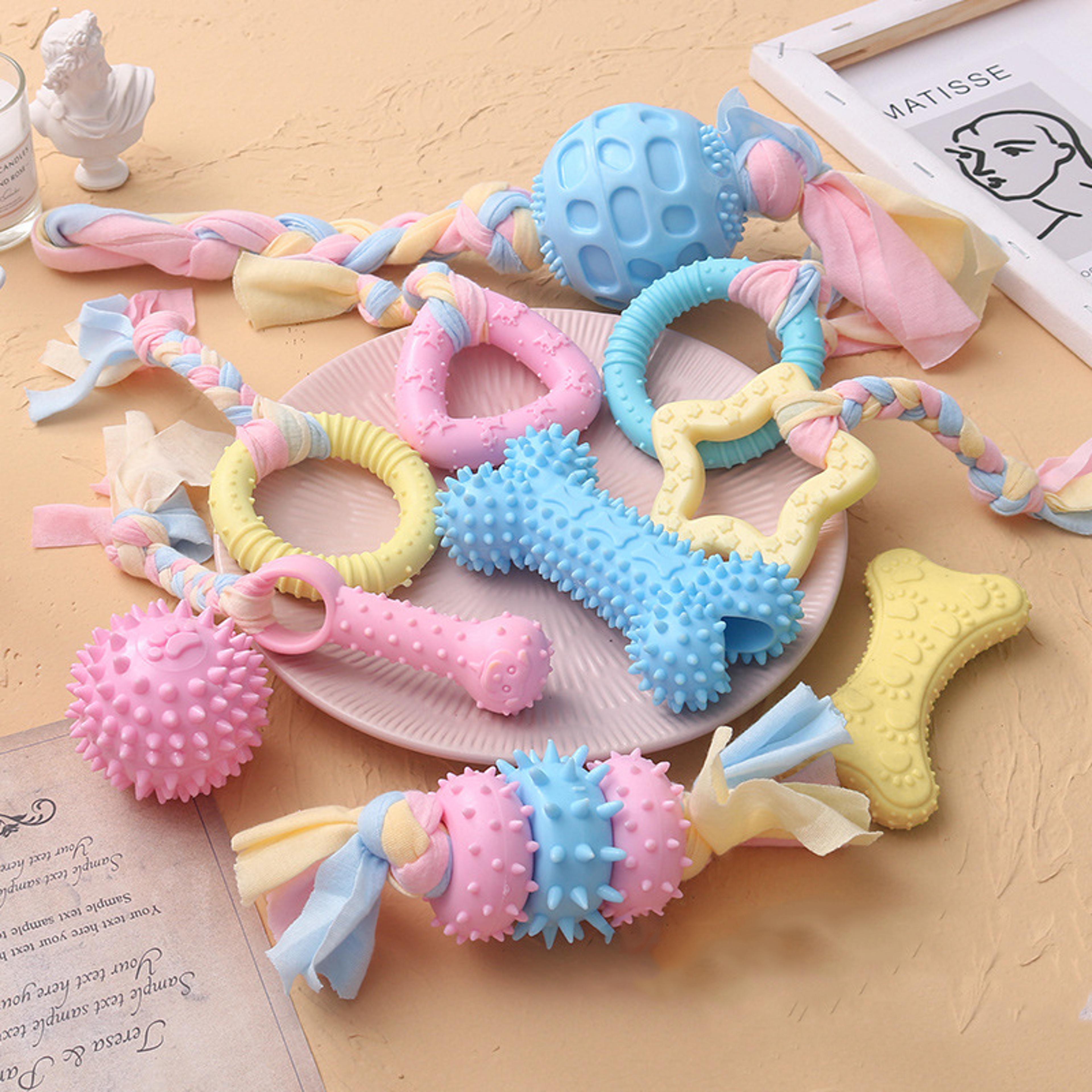 durable dog chew toys for small breeds, tpr knot teething puppy toys for teeth cleaning & boredom relief