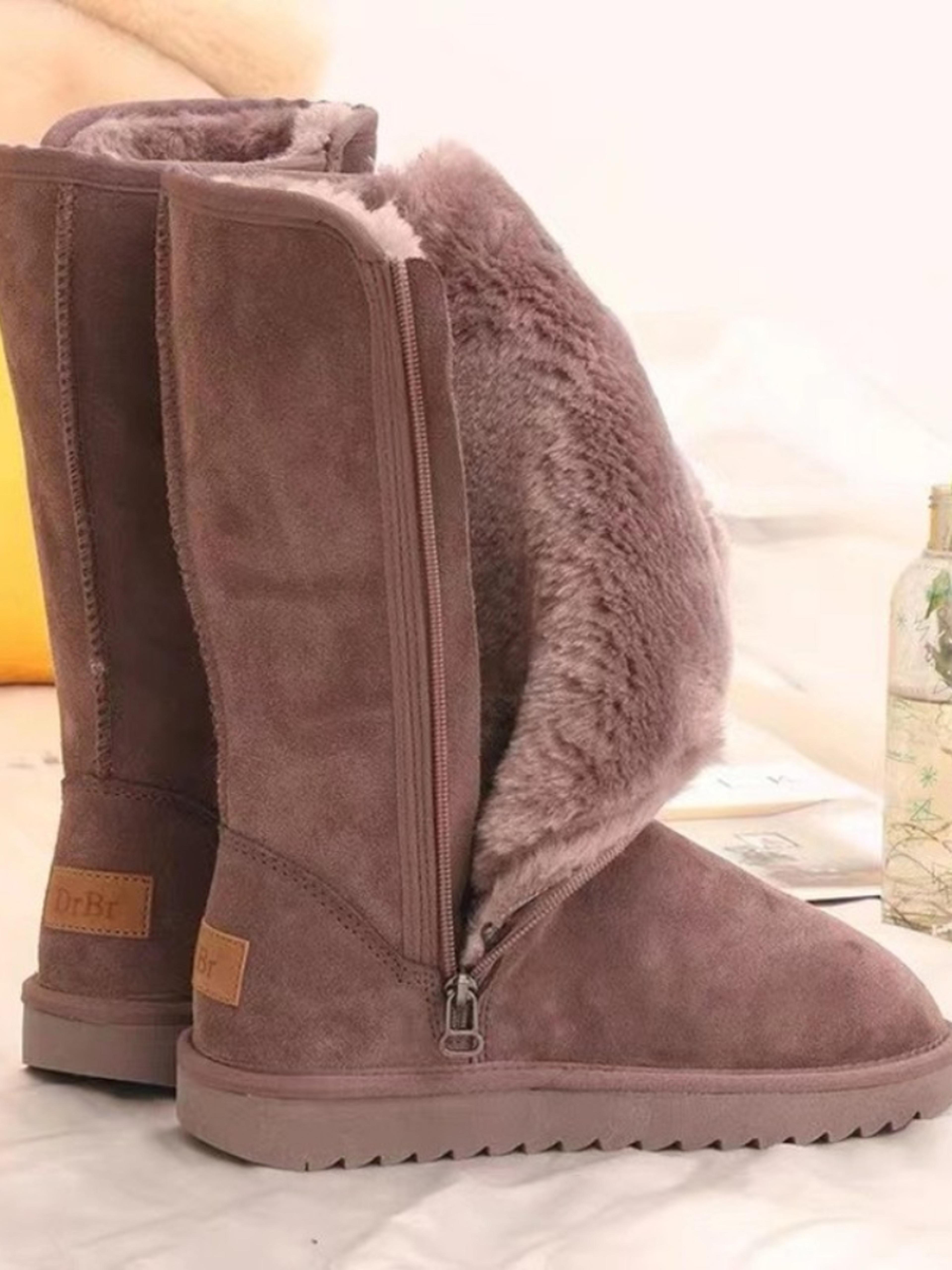 girls winter snow boots, waterproof warm genuine leather fur, knee high australia velvet winter boots for women classic