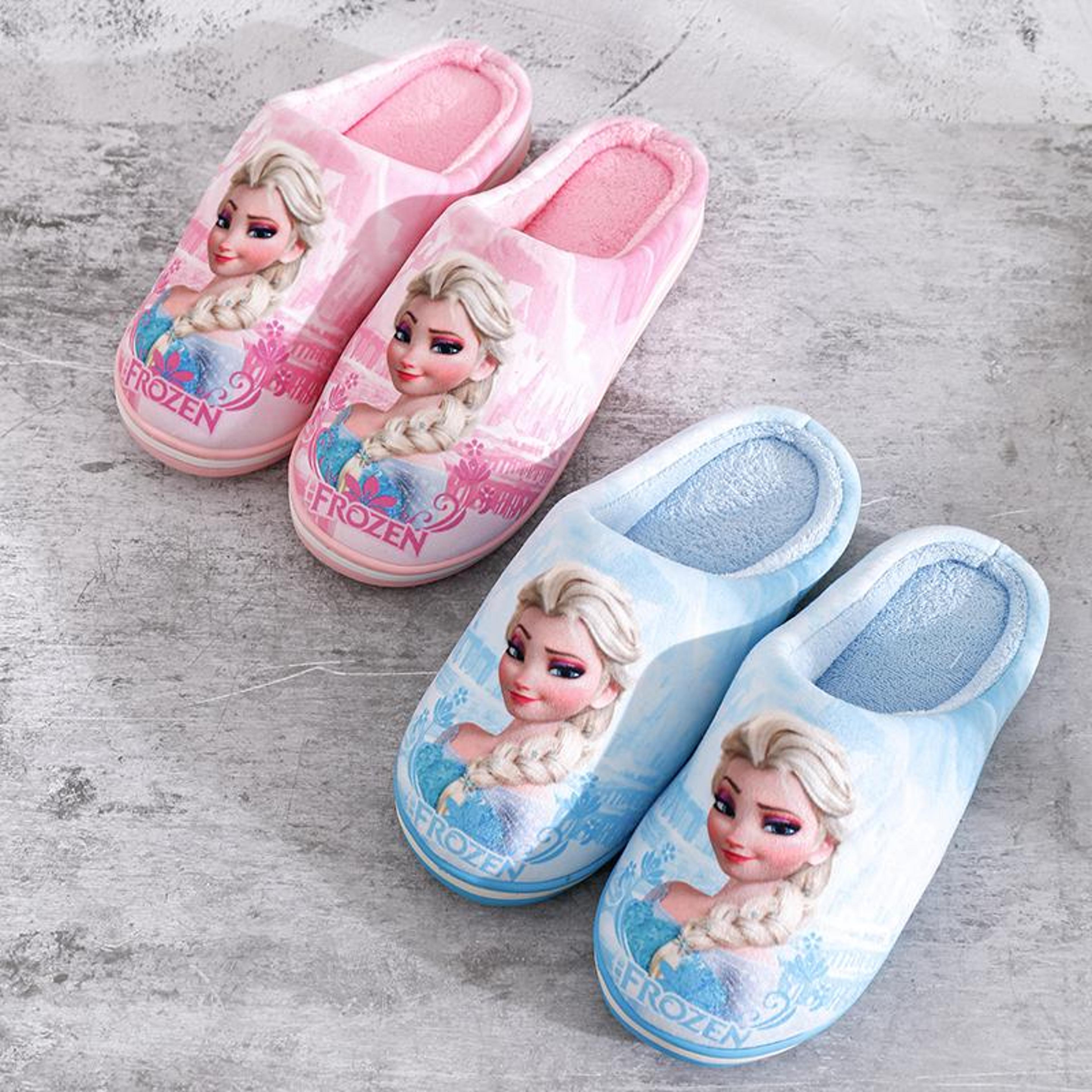cute disney frozen cotton slippers for girls, non-slip soft bottom sports shoes, princess gift idea