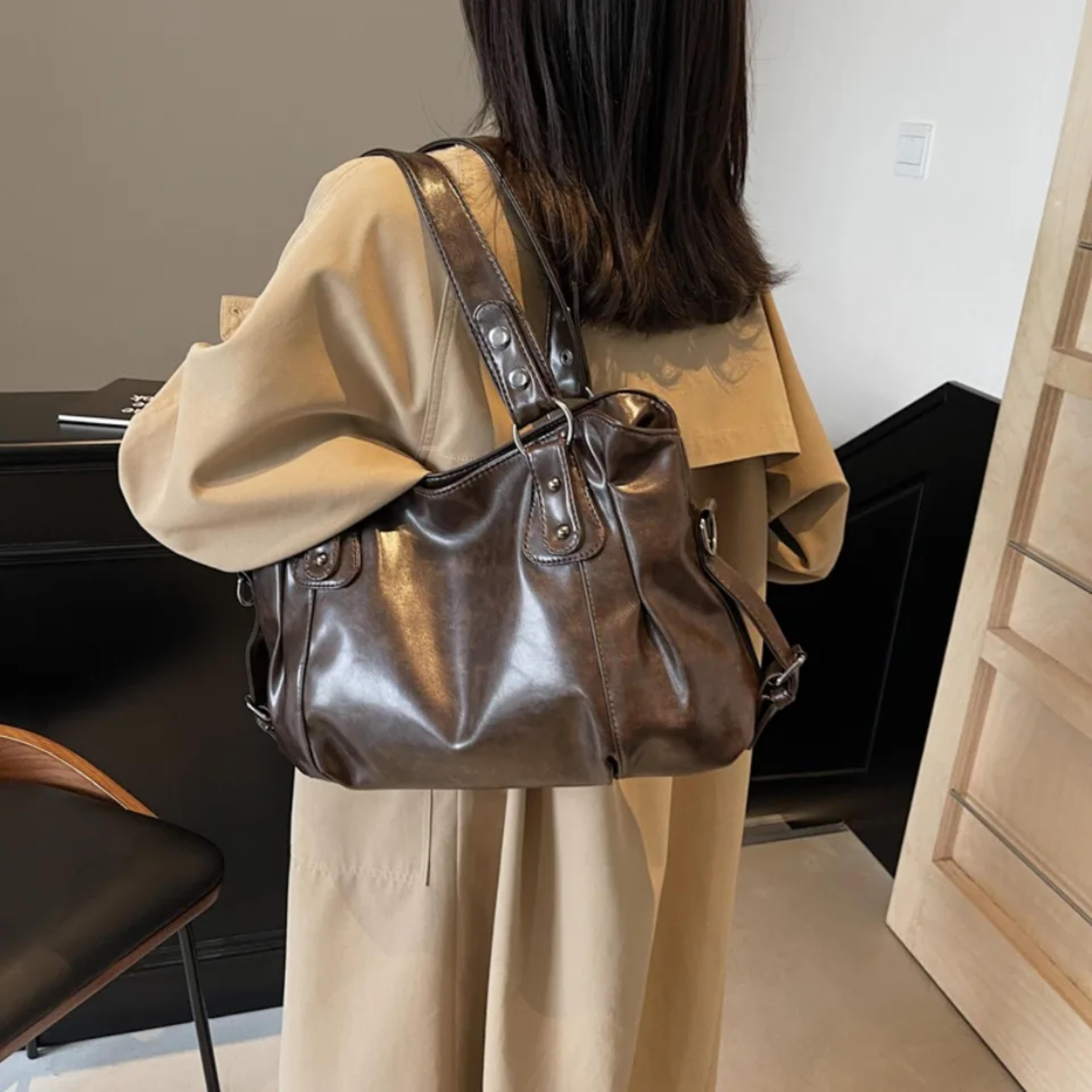 classic crossbody bag, retro brand roomy shoulder bag for women, soft pu leather luxury tote with large capacity
