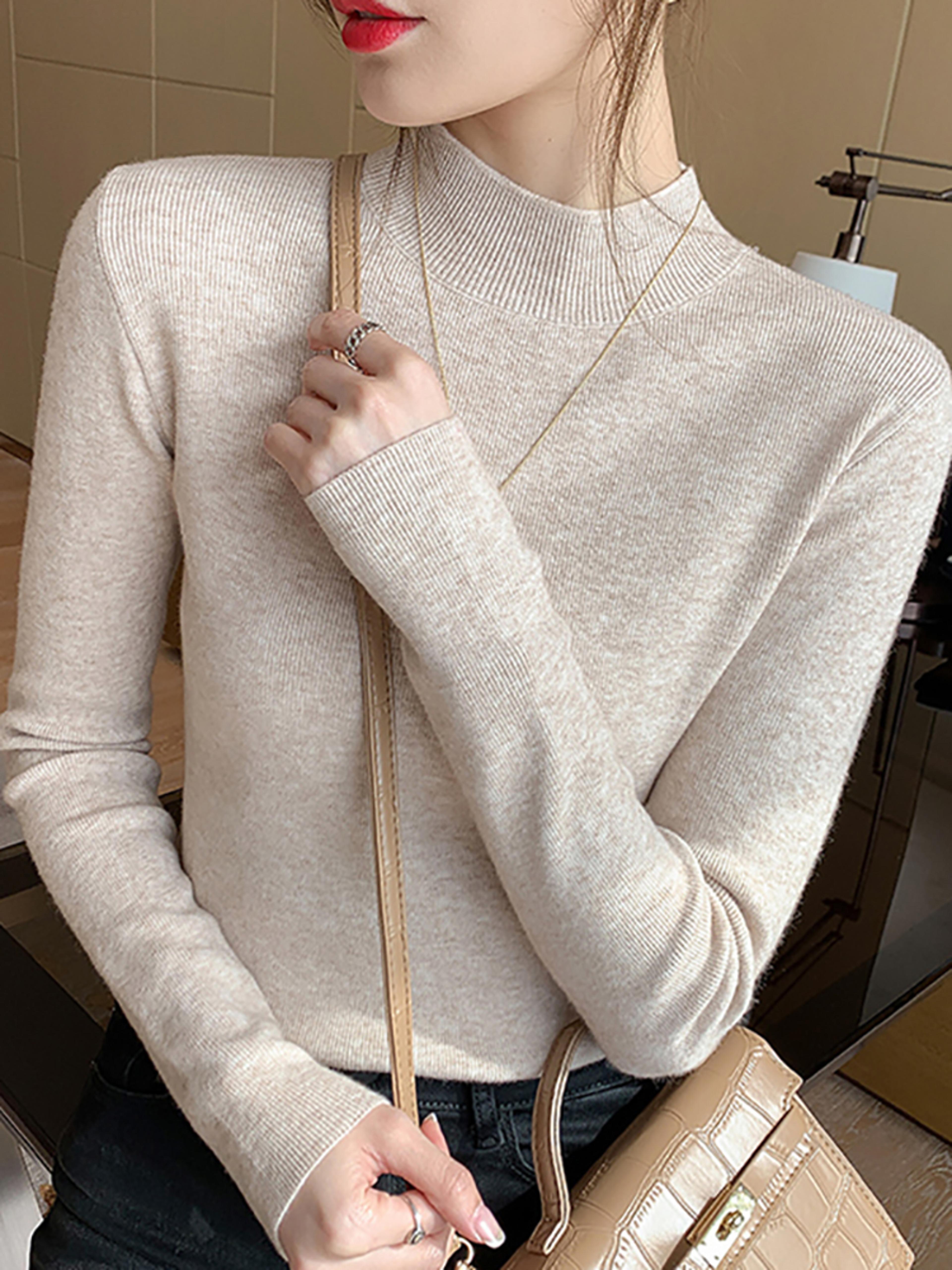 aossviao turtleneck sweater women fashion 2024 new stretch tops women knitted pullovers long sleeve bottoming knitted sweater