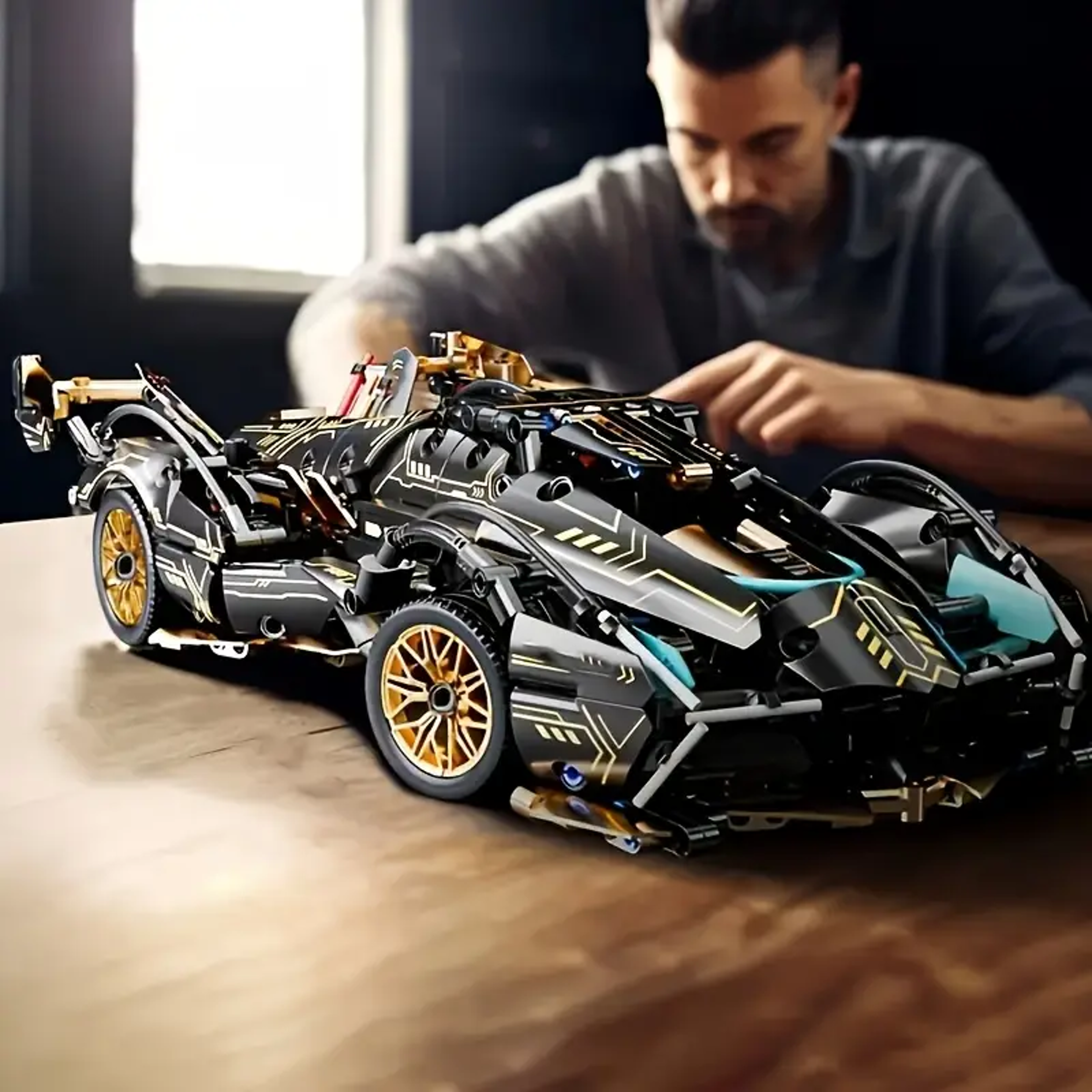 manual toy building blocks assembly, green racing building block toys, abs materials, desktop home furnishings