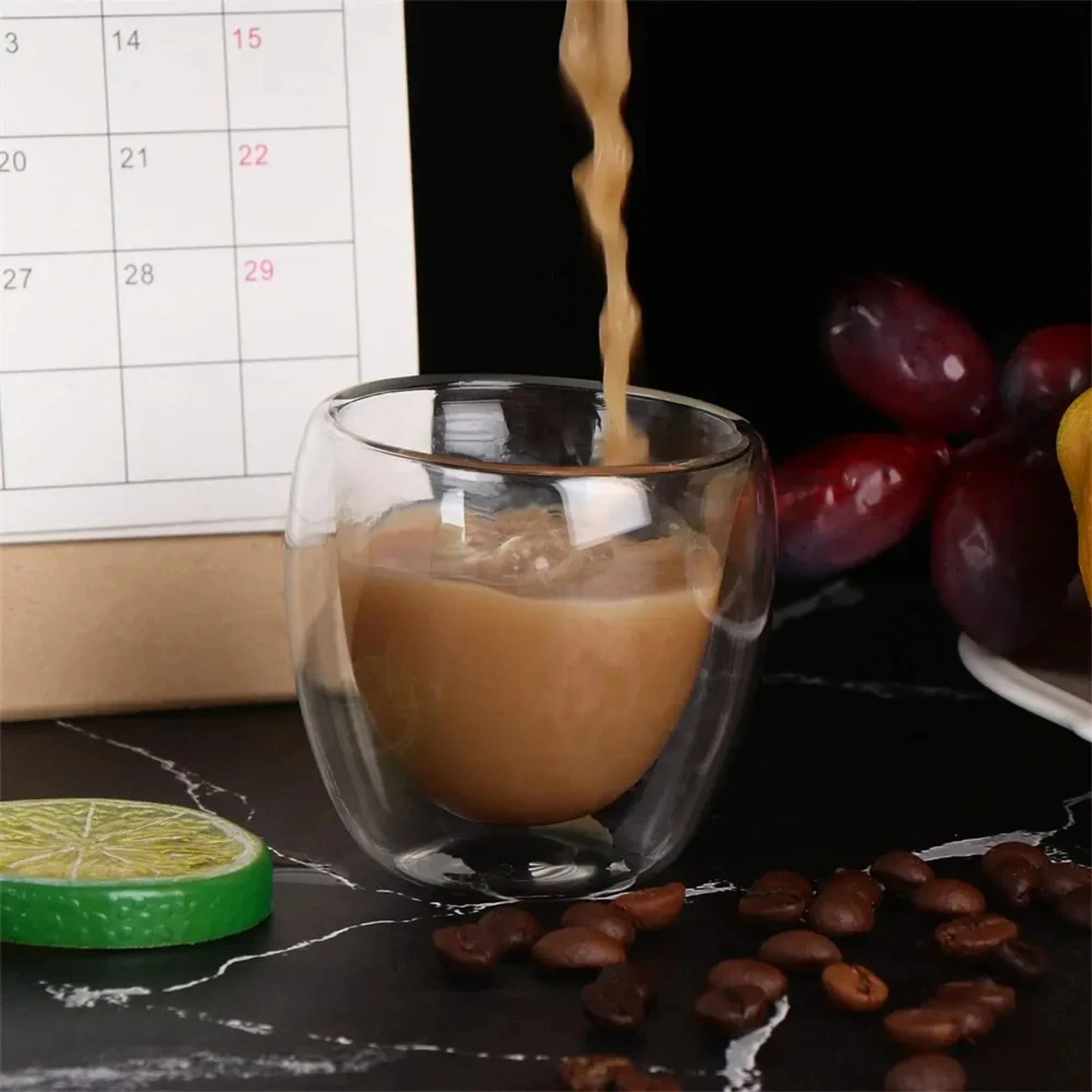 cute double wall glass cup set, mugs for tea, coffee, beer, personalized drinking glasses for all beverages
