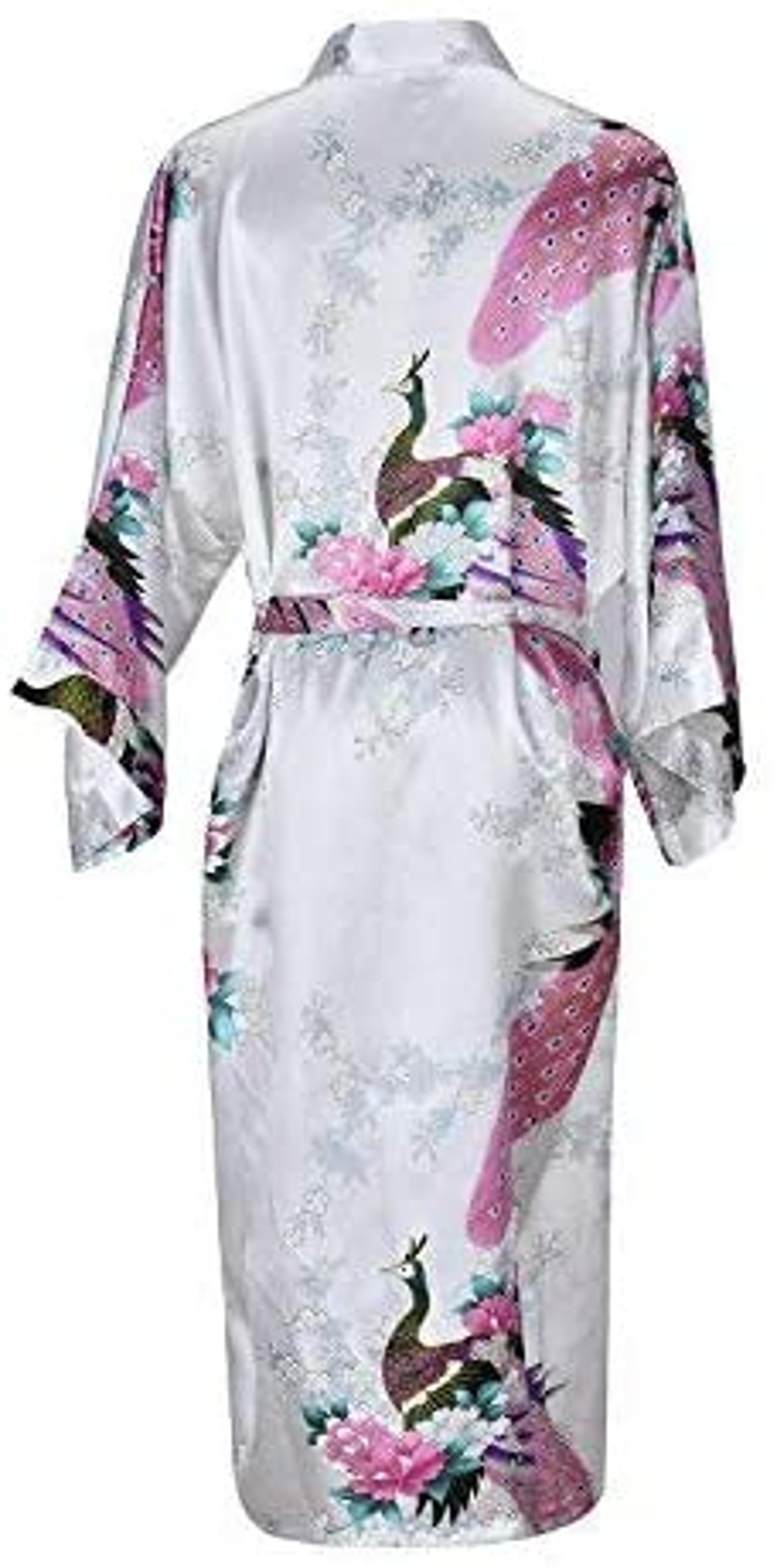 bridesmaid silk satin robe, wedding floral bathrobe, short kimono night robe, womens fashion dressing gown