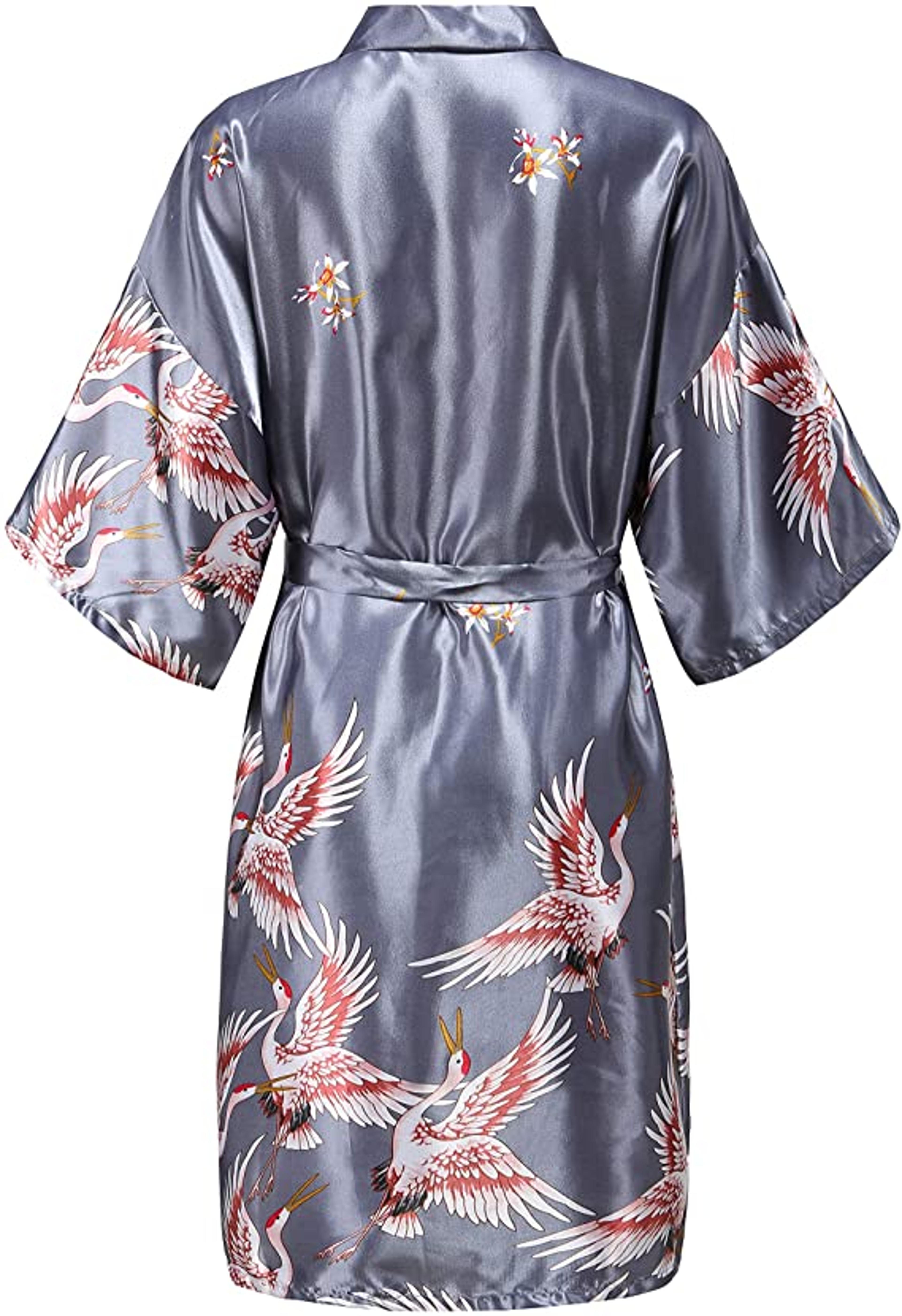 wedding silk satin robe, bridesmaid kimono bathrobe, floral short night gown, fashion bathrobe for women, dressing gown