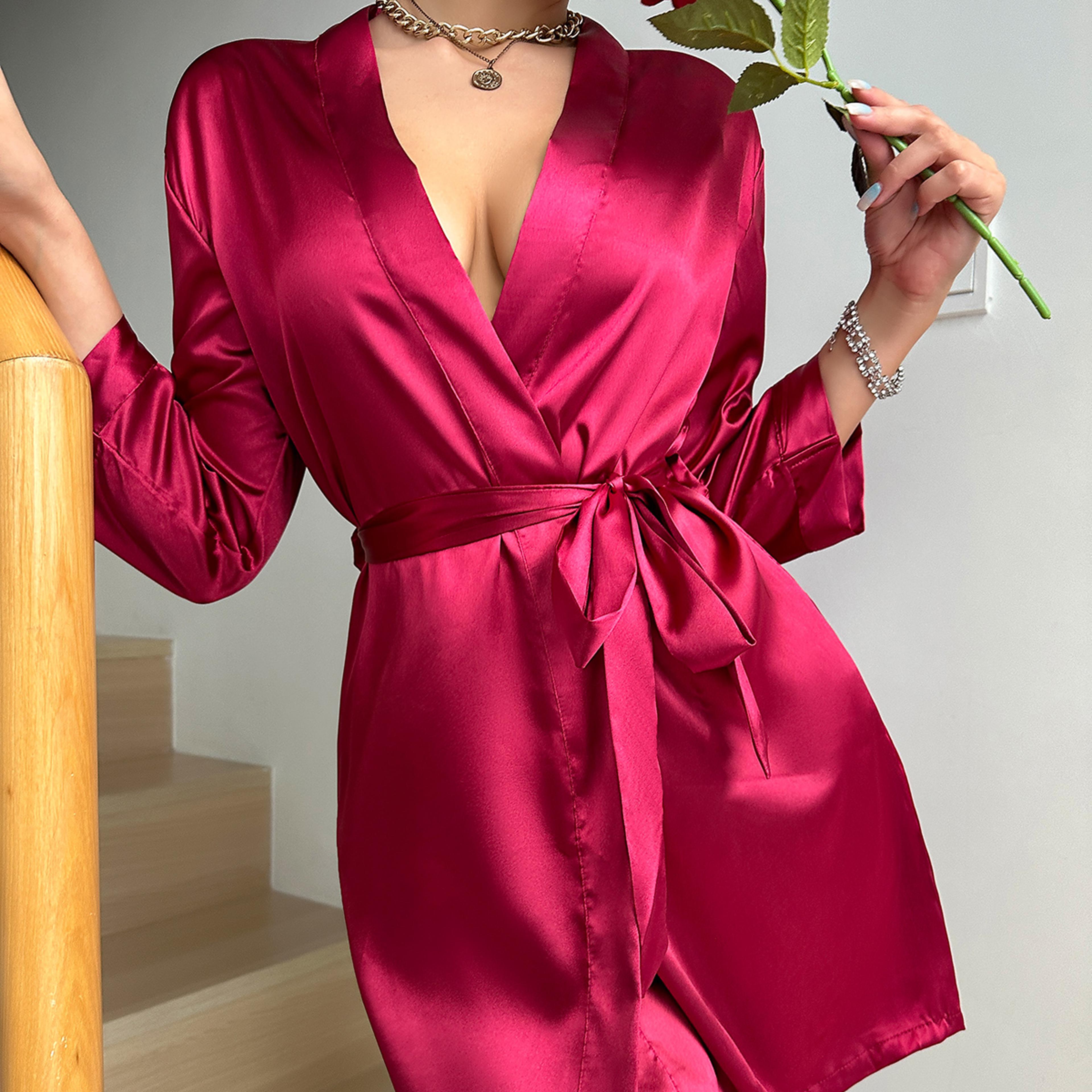 european and american ladies lace up bathrobe, sexy morning gown, summer pajamas women ice silk robe home dress