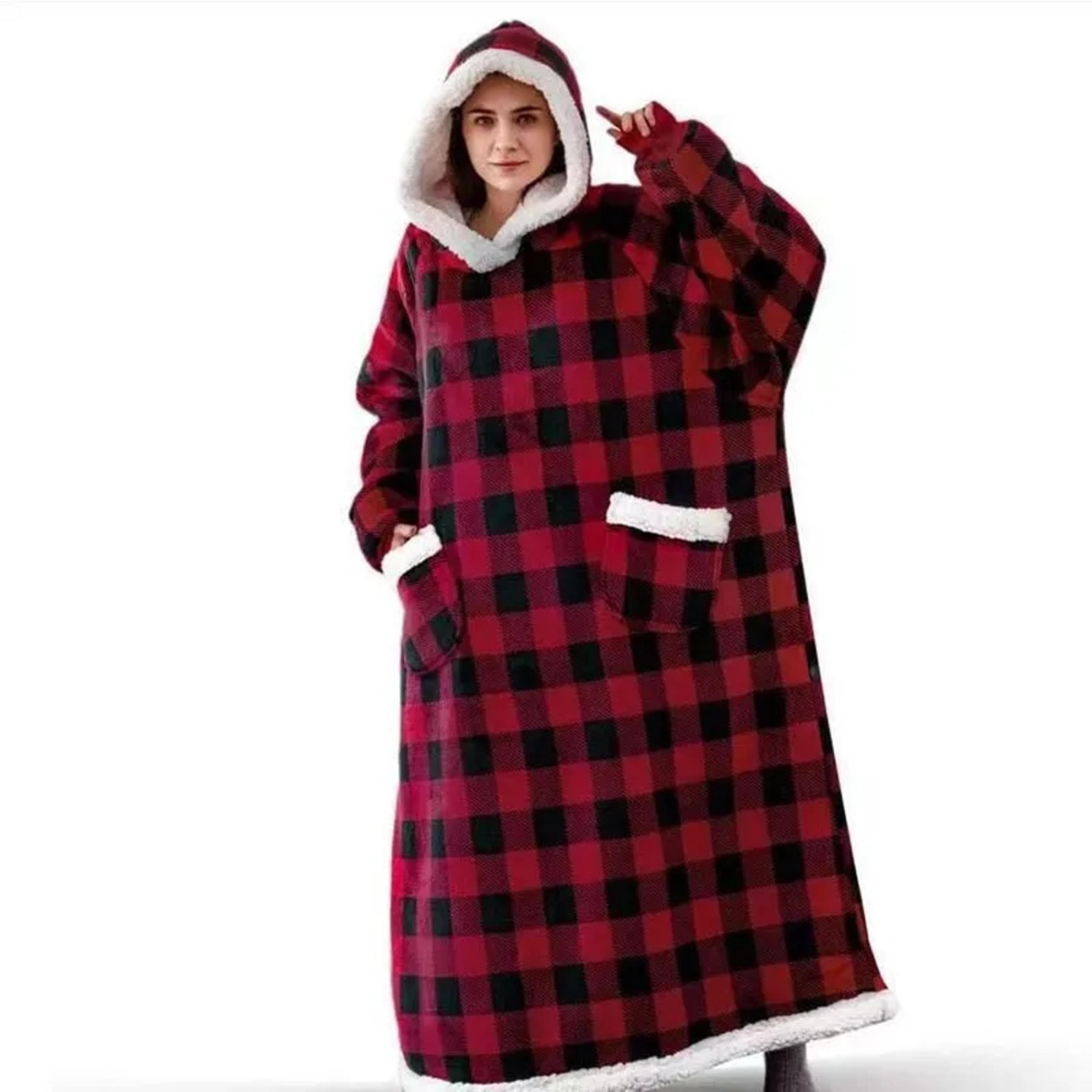 thickened hooded warm moose blanket, new lazy person pajamas pullover, loose fit outerwear bathrobe