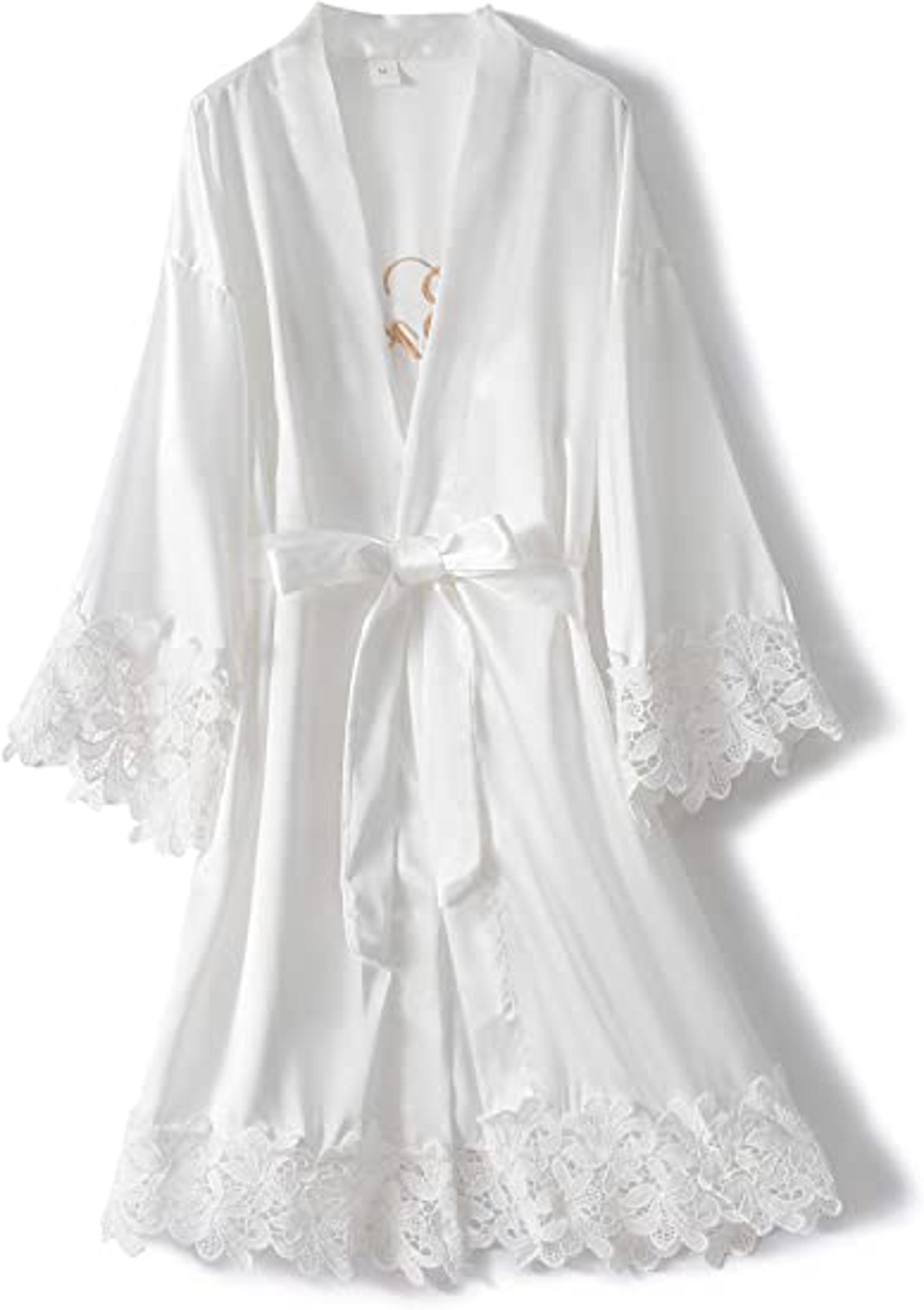 bride robe wedding bridesmaid, rose gold satin lace robe, bridal dressing gown, bridesmaid gift pajamas