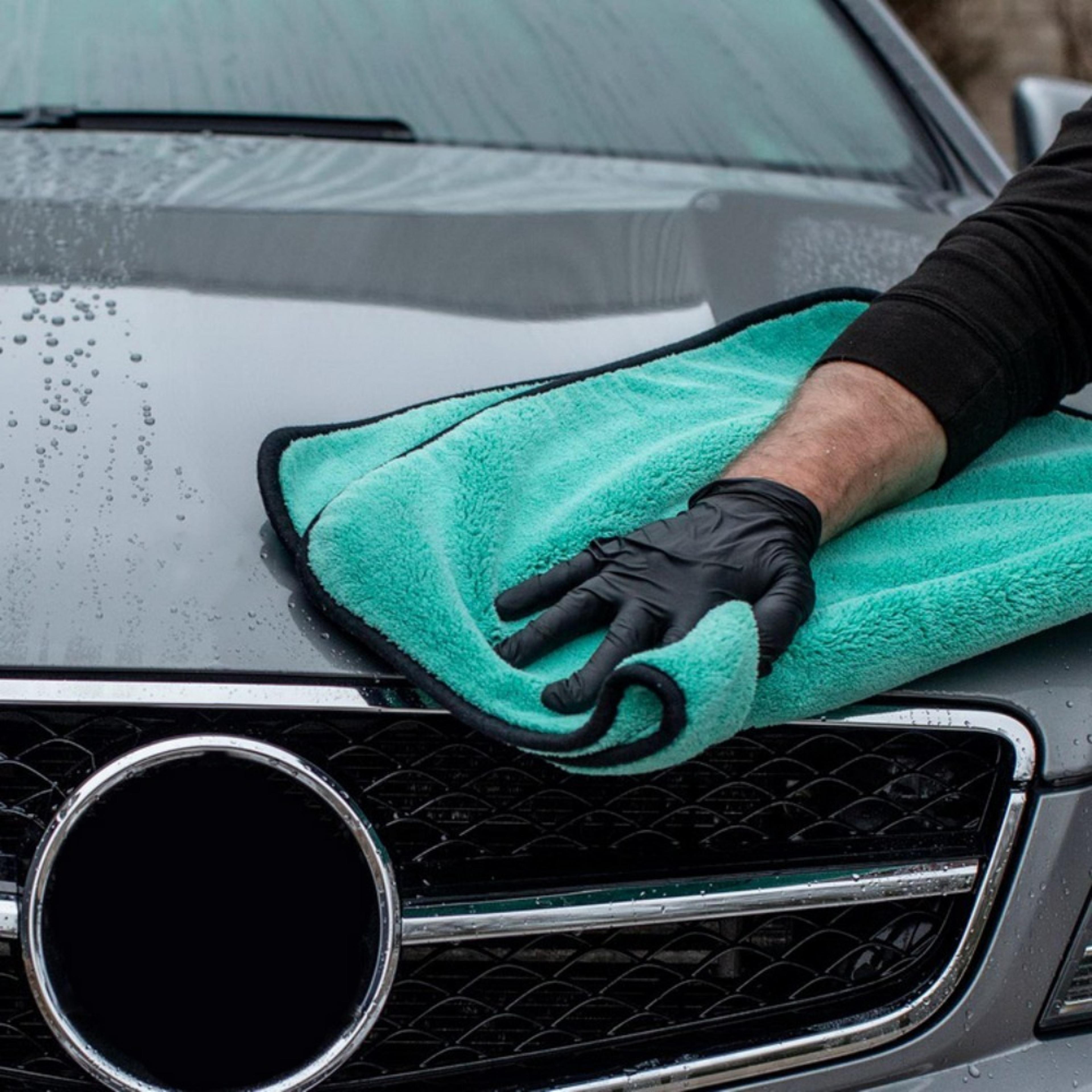 plush coral fleece car wash microfiber towel, deluxe drying cloth for detailing, polishing, & car care