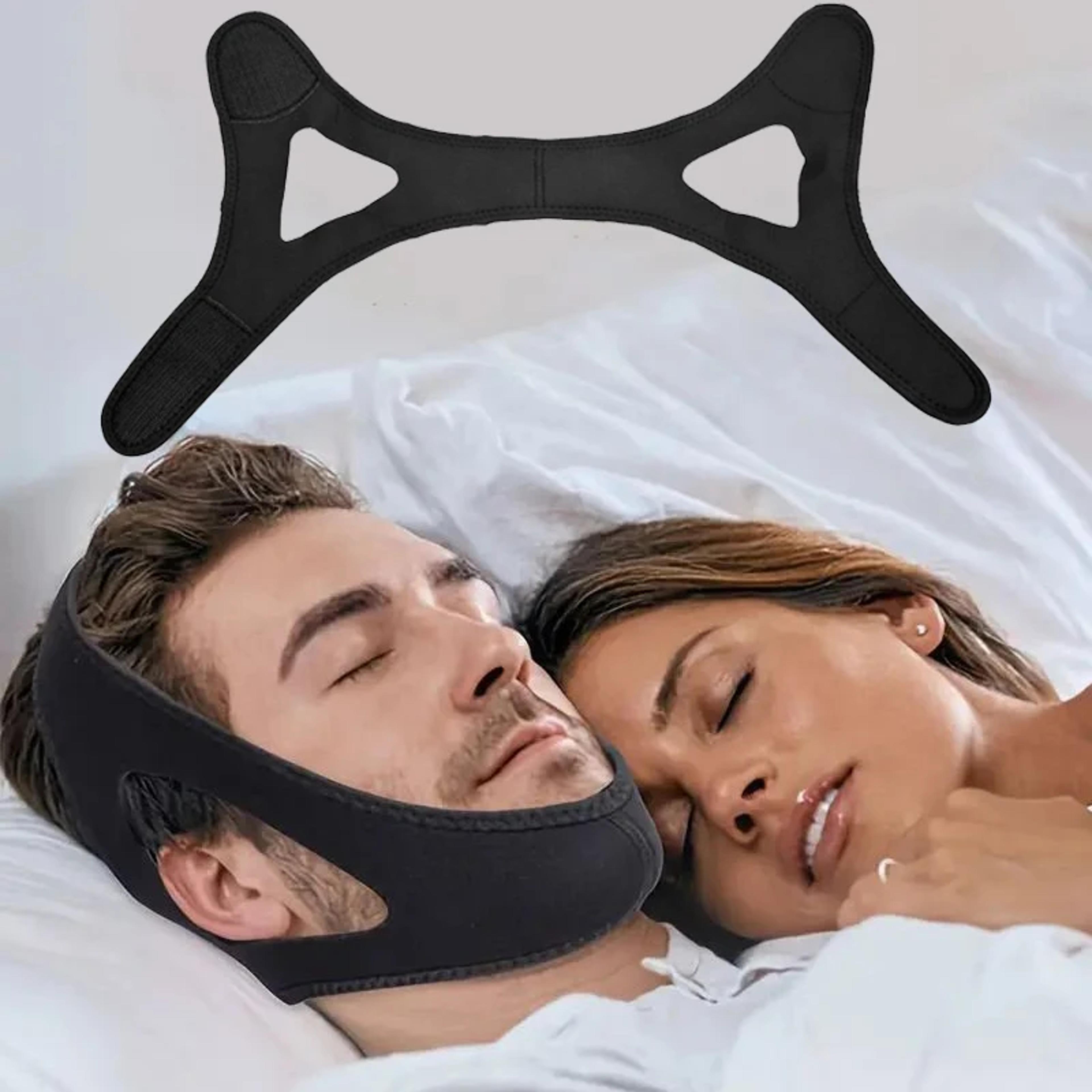 open mouth anti-snoring band, breathing corrective chin rest, sleep better with anti-snoring solution