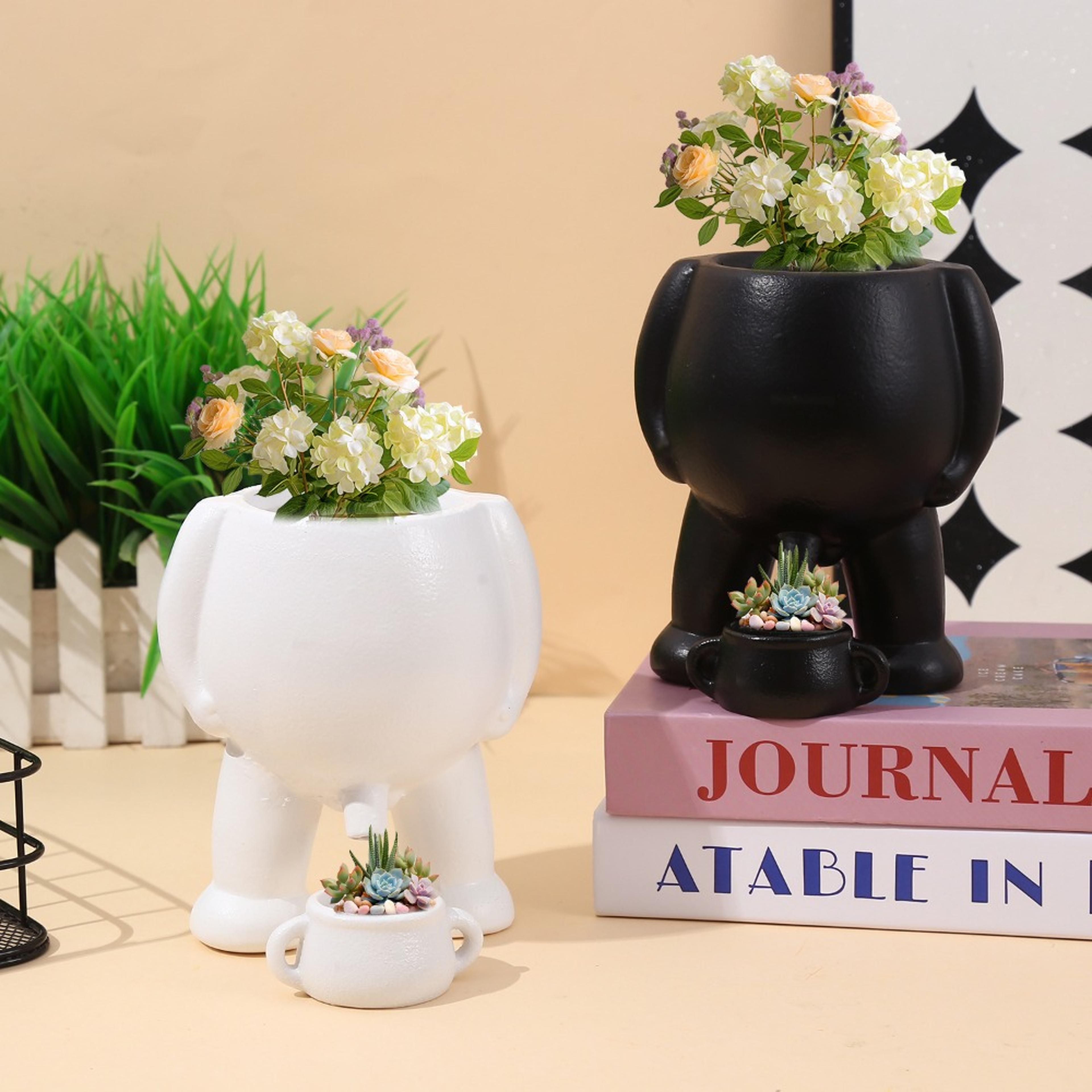 light luxury succulent ceramic flowerpot, human creative desktop planter, simple decorative flowerpot for desk