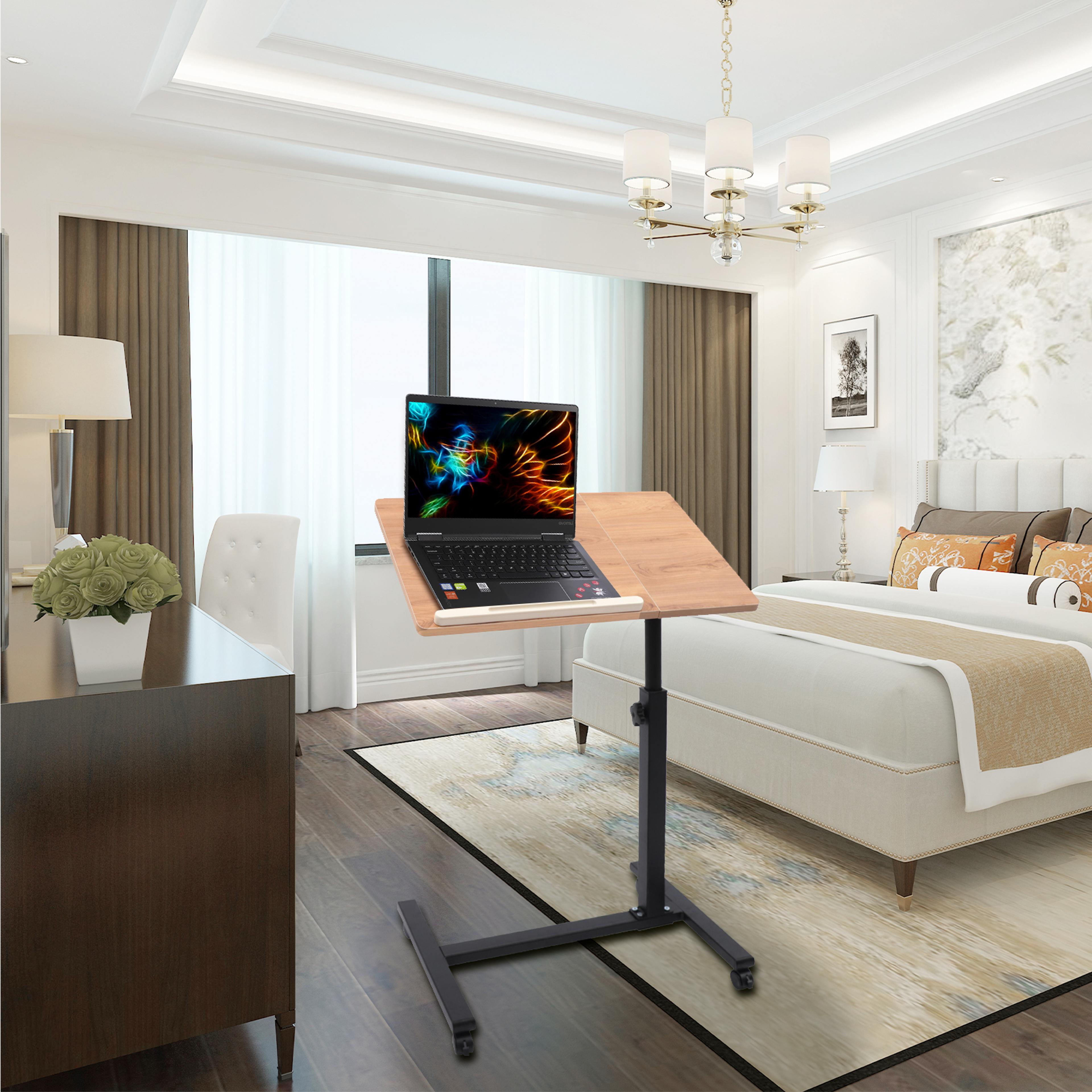 adjustable laptop desk, mobile stand, home office tray, rolling study table, computer workstation