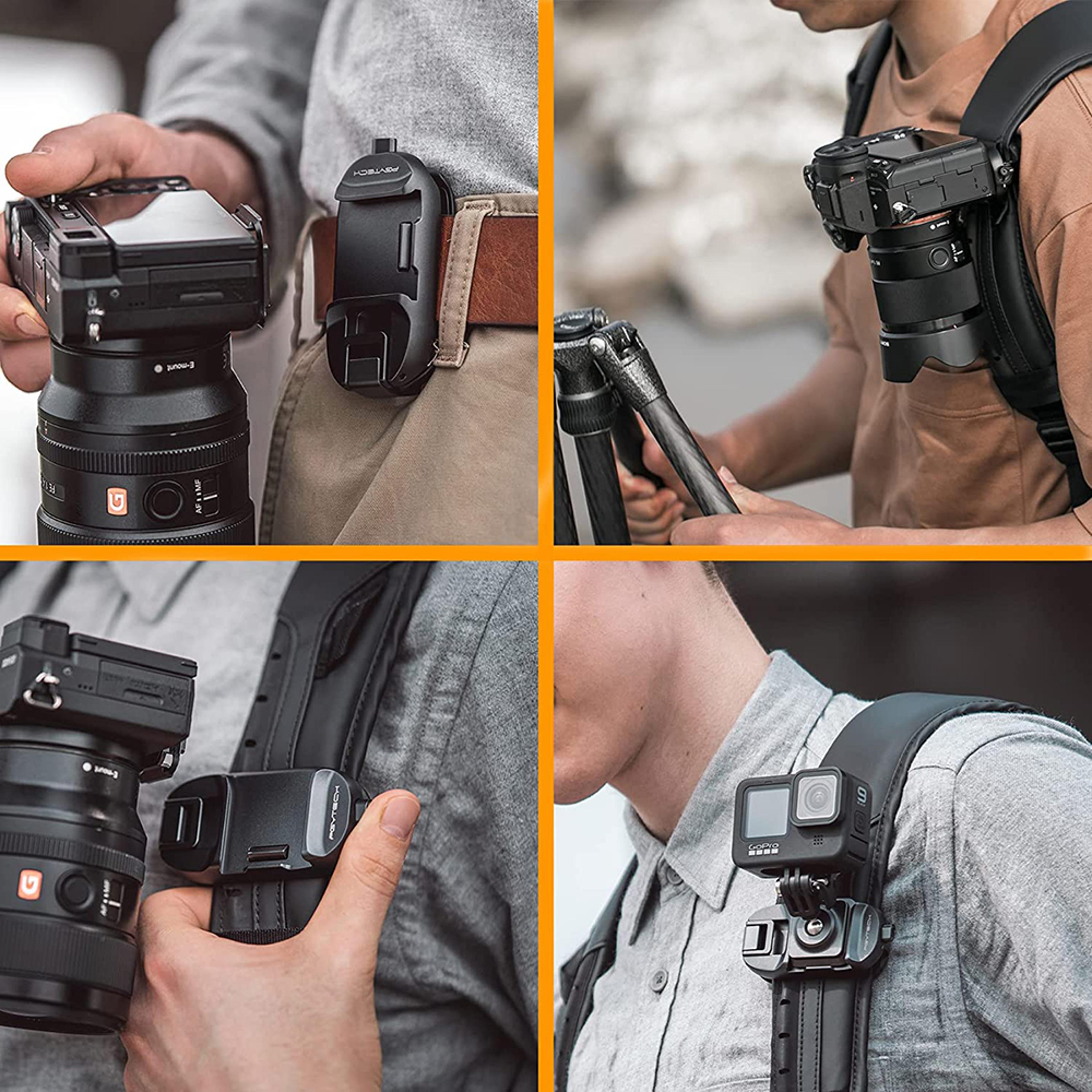 camera quick release system, beetle camera clip with plate, action camera backpack, camera strap