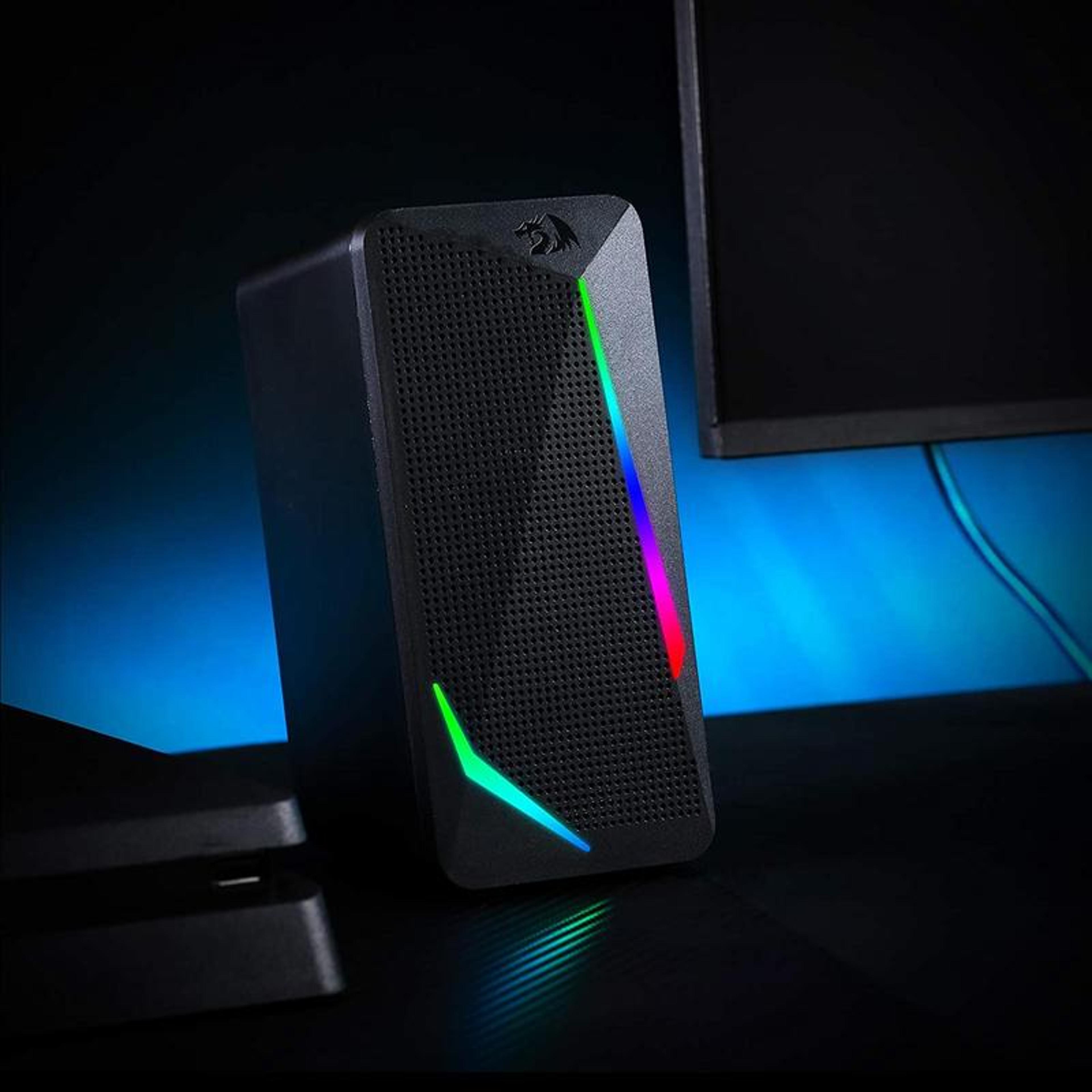 desktop stereo speakers, channel pc sound system with led backlight modes, enhanced audio