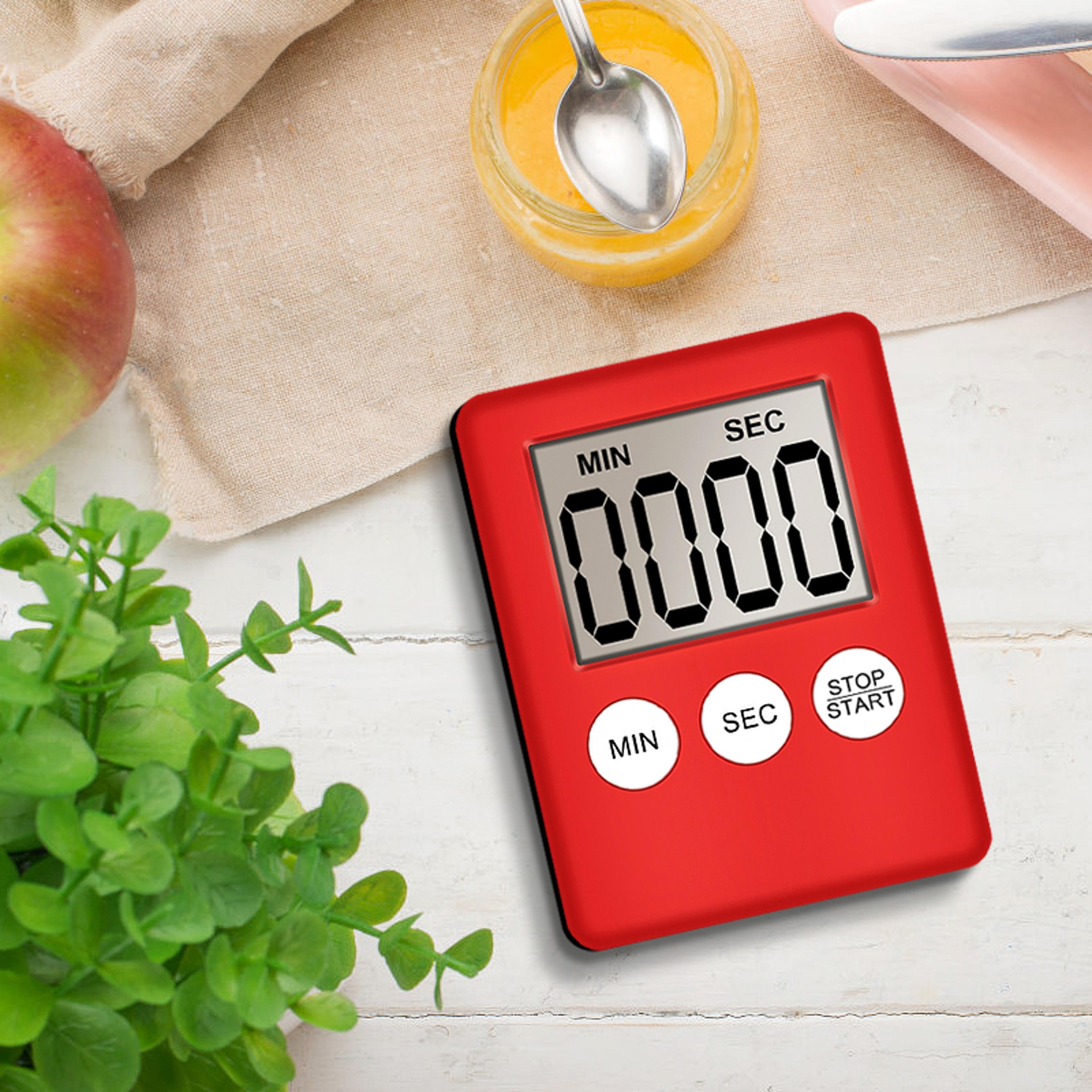 kitchen timer square with magnet, lcd digital screen, cooking timer count up countdown alarm clock