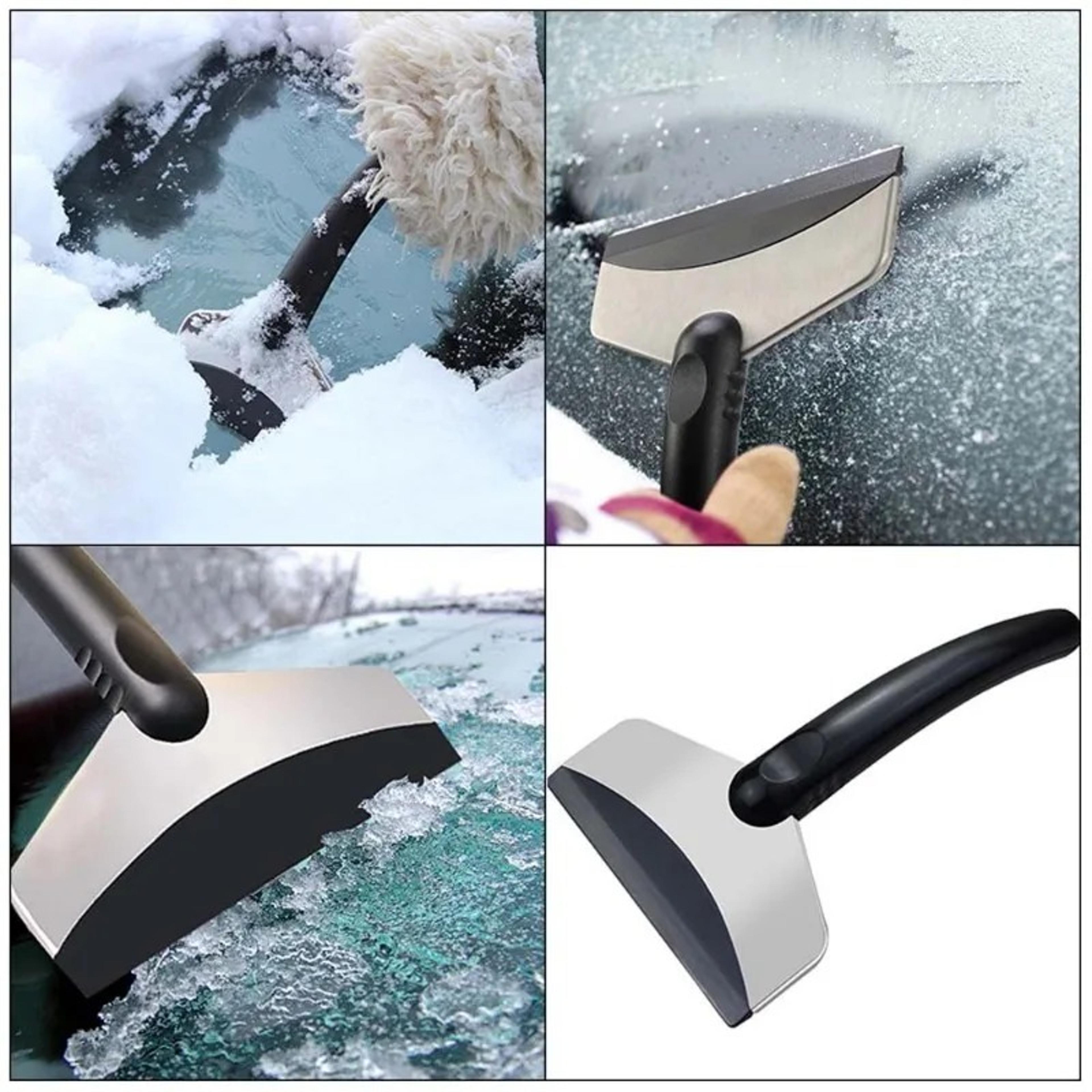 winter windshield defrosting ice scraper tool, multifunction car snow shovel for glass snow removal.