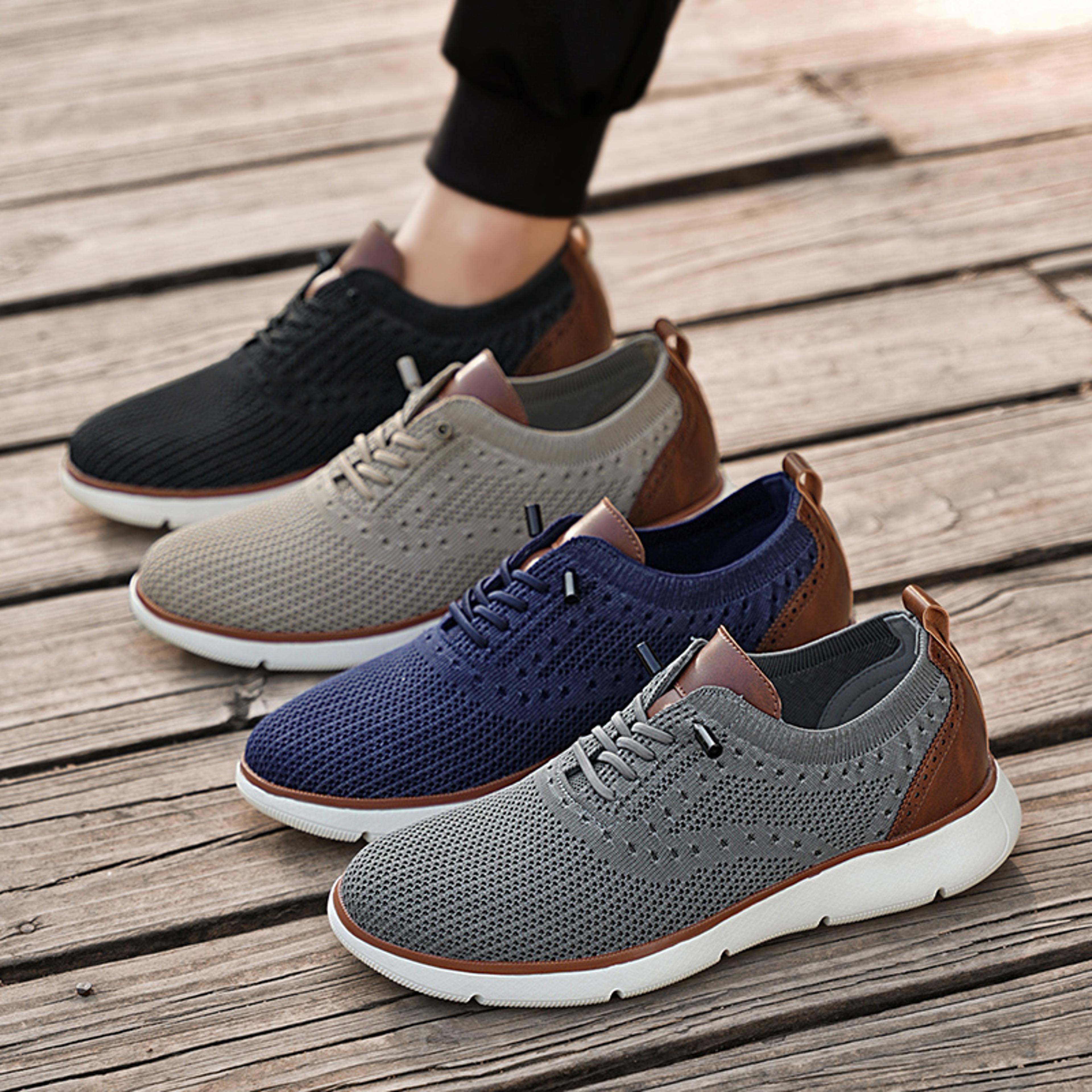 light fashion casual sports shoes for men, comfortable breathable flying mesh top loafers