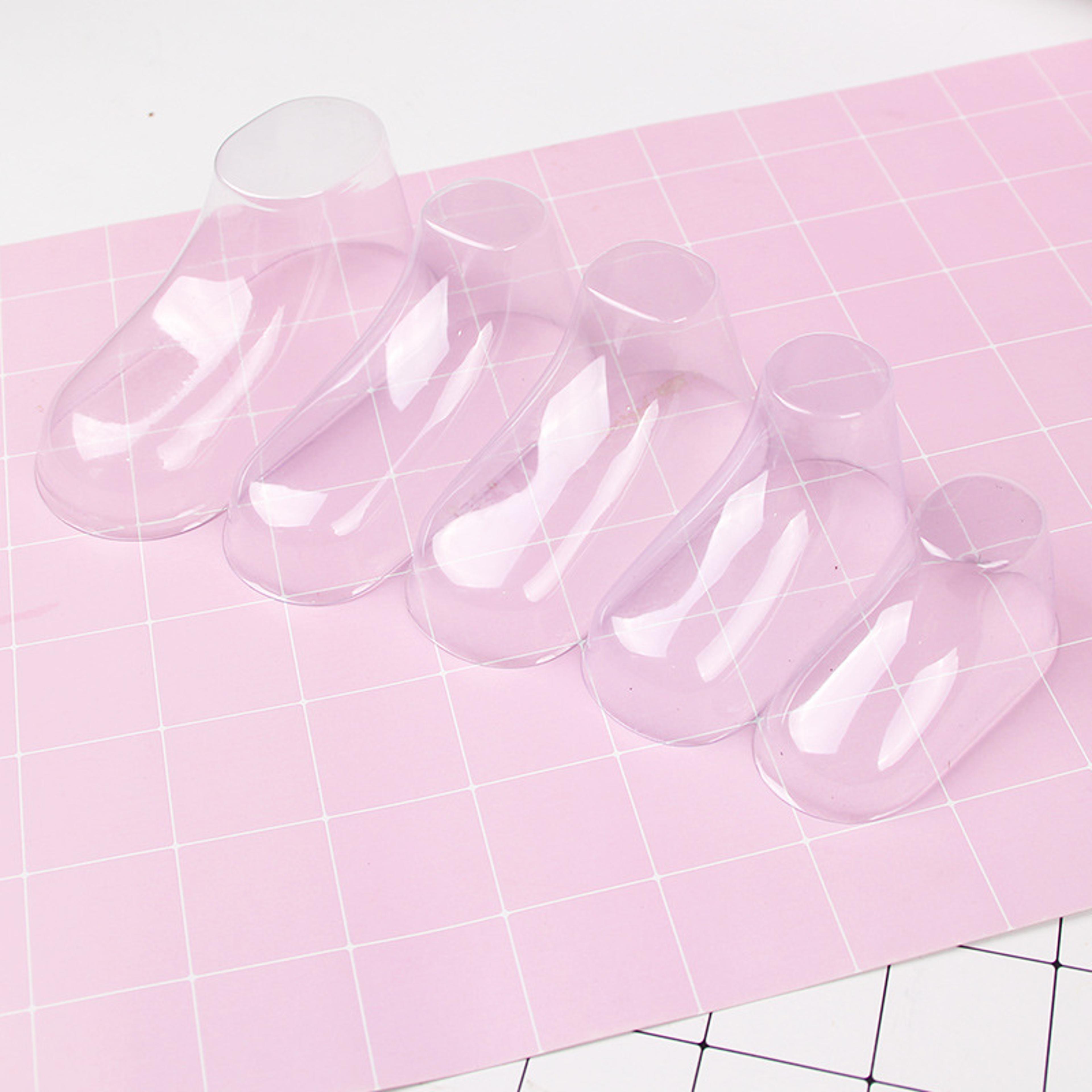 clear pvc baby shoe stretcher, child booties display stand, plastic shoe trees, support frame for feet showcase