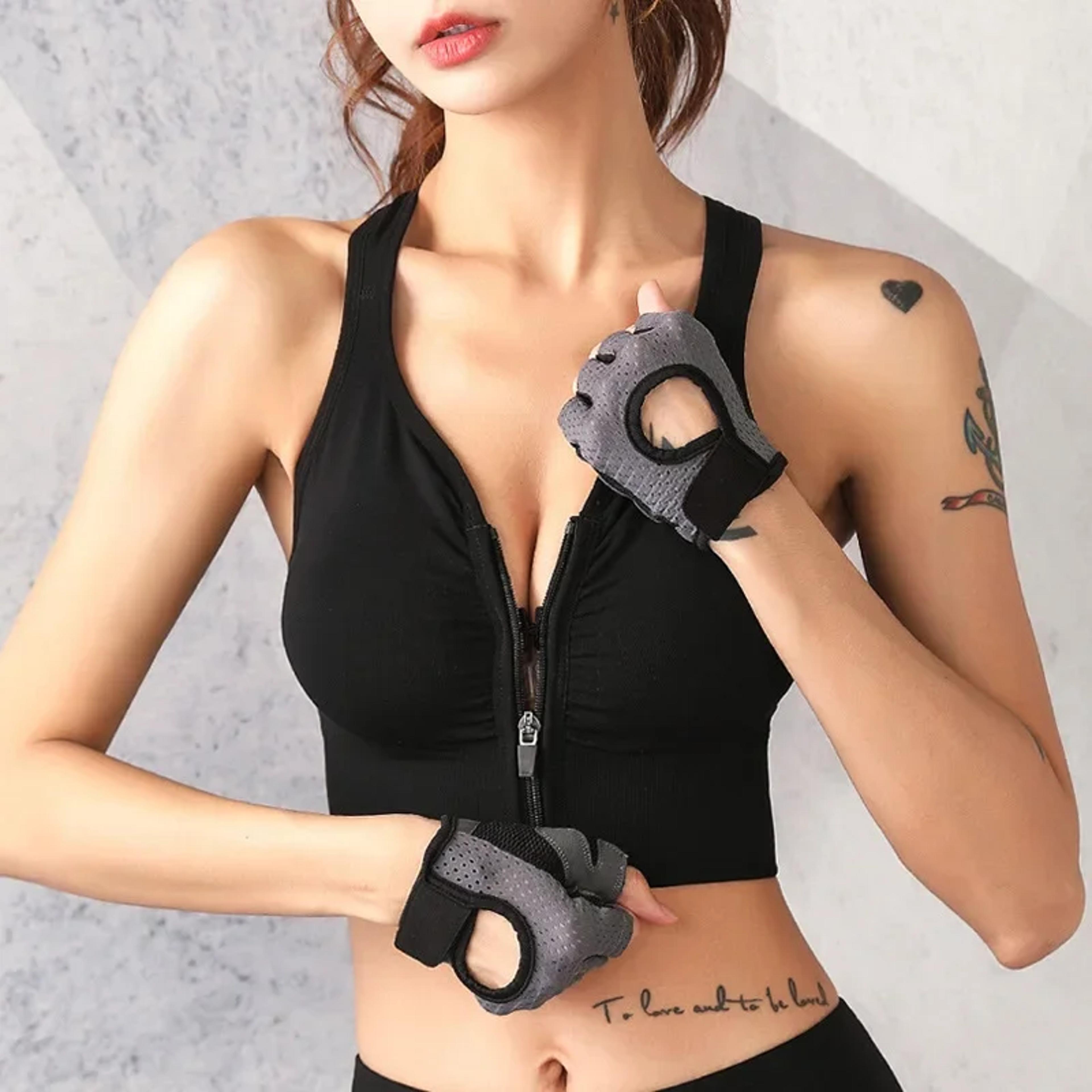front zipper women's underwear, running fitness sports bra, shockproof top bra, breathable seamless yoga bra