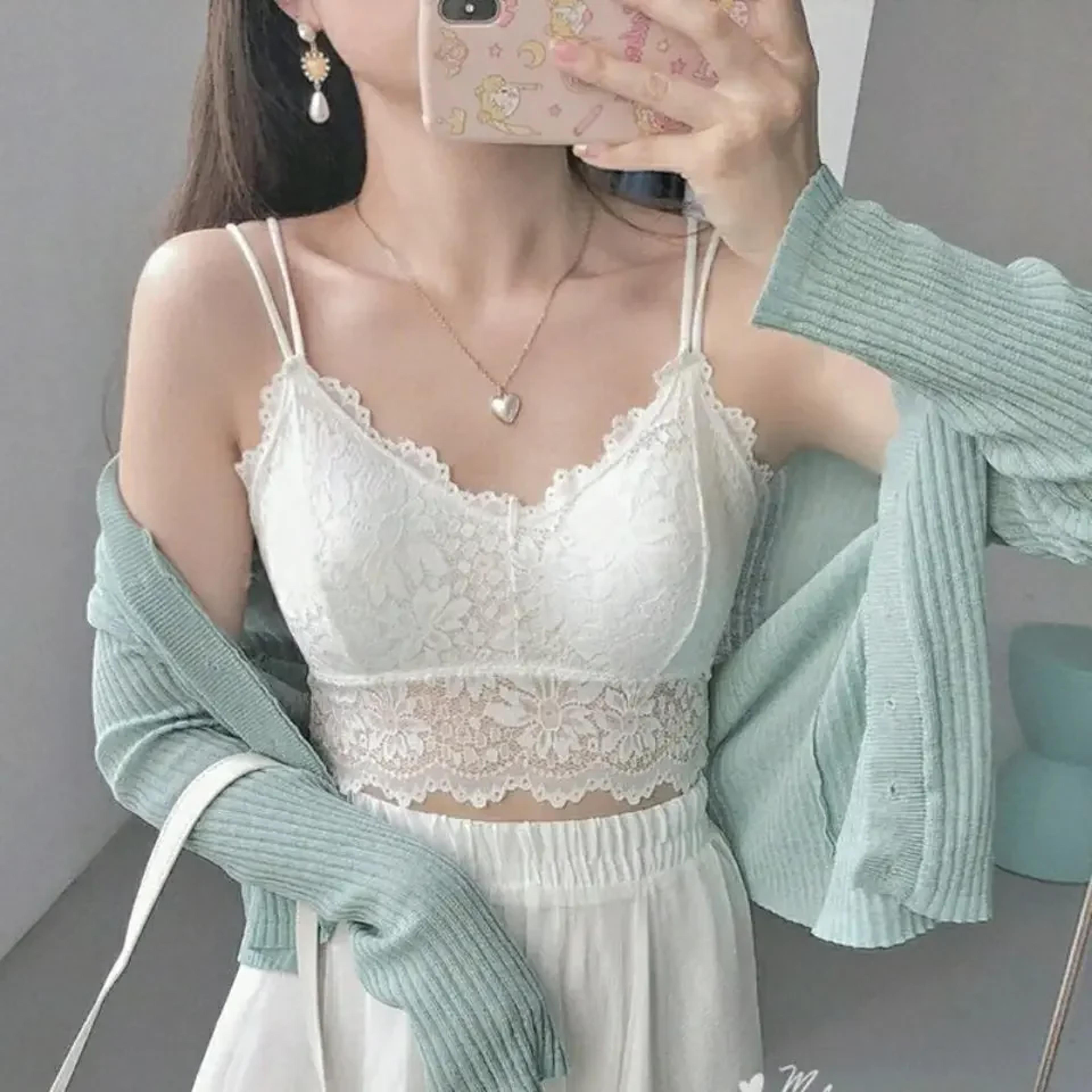 sexy women's lace bra, hollow out flower underwear, wireless push up bralette, padded breathable strap vest lingerie