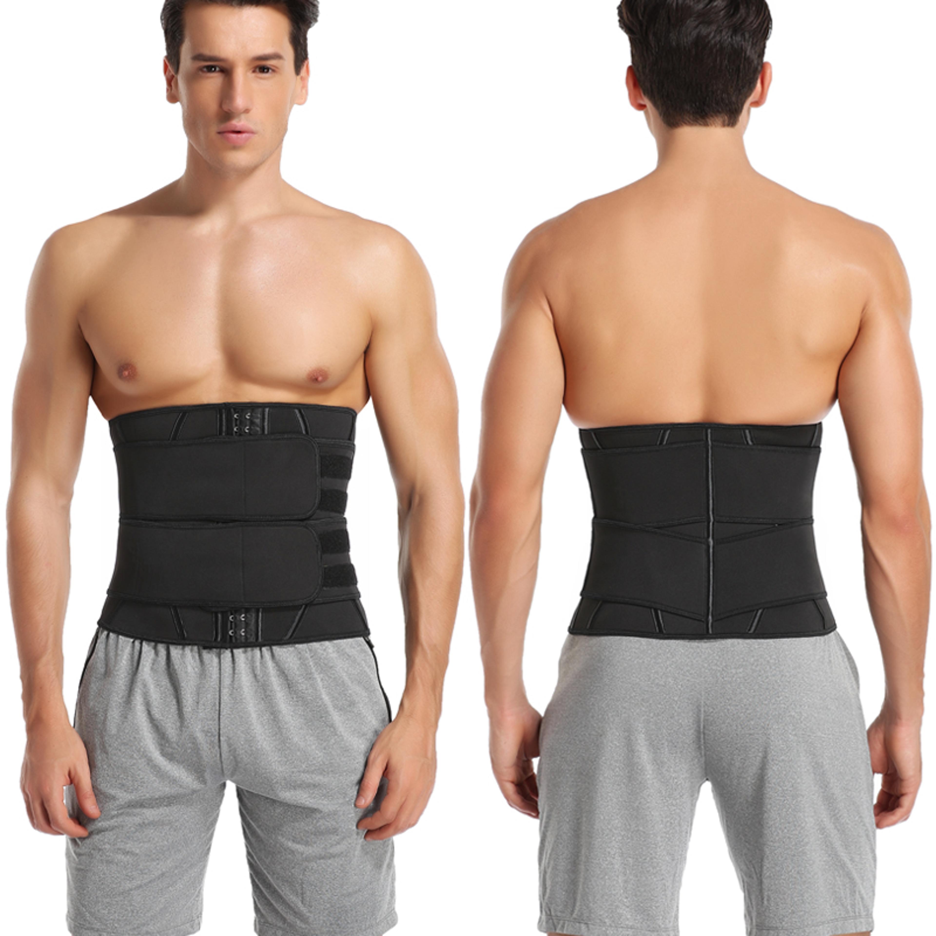 mens neoprene abs waist trainer, sauna sweat band belly slimming belt, adjustable waist trimmer for active men
