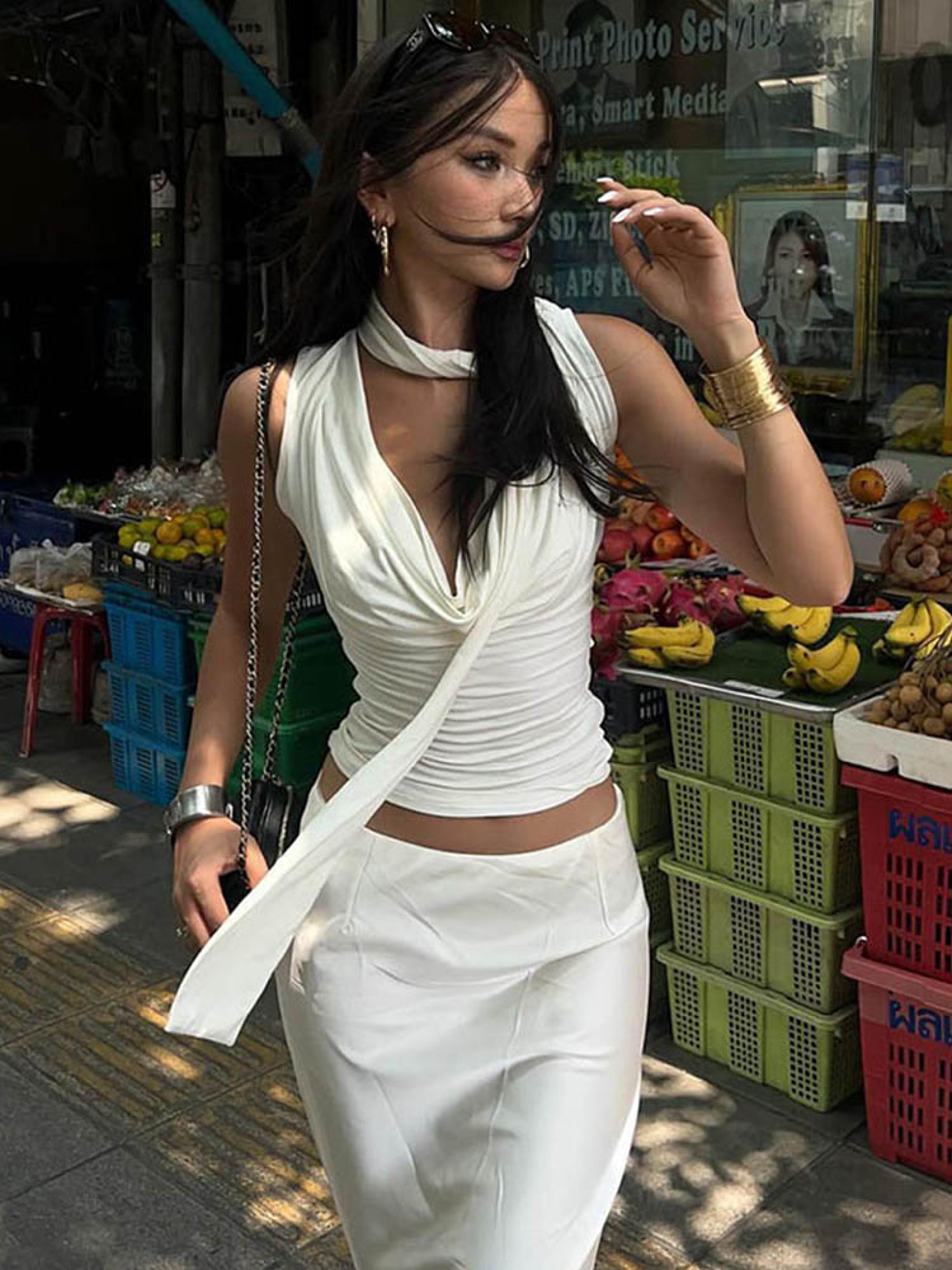 women sexy sleeveless v-neck tank top, solid summer new fashion bandage, casual slim knitted streetwear