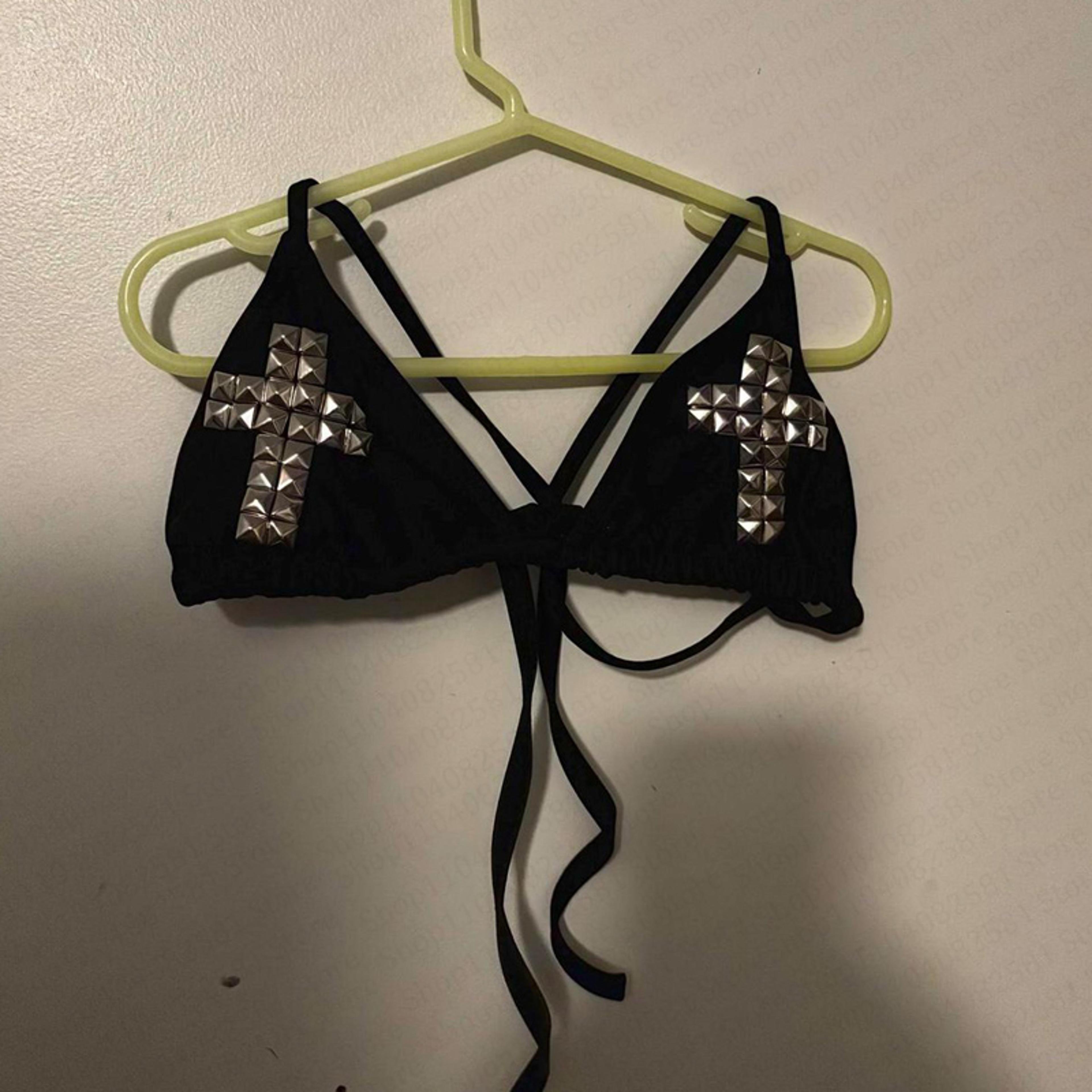 gothic fashion bikini, retro emo girl tie swimsuit, female punk beach swimsuit, hot brick print grunge bikini