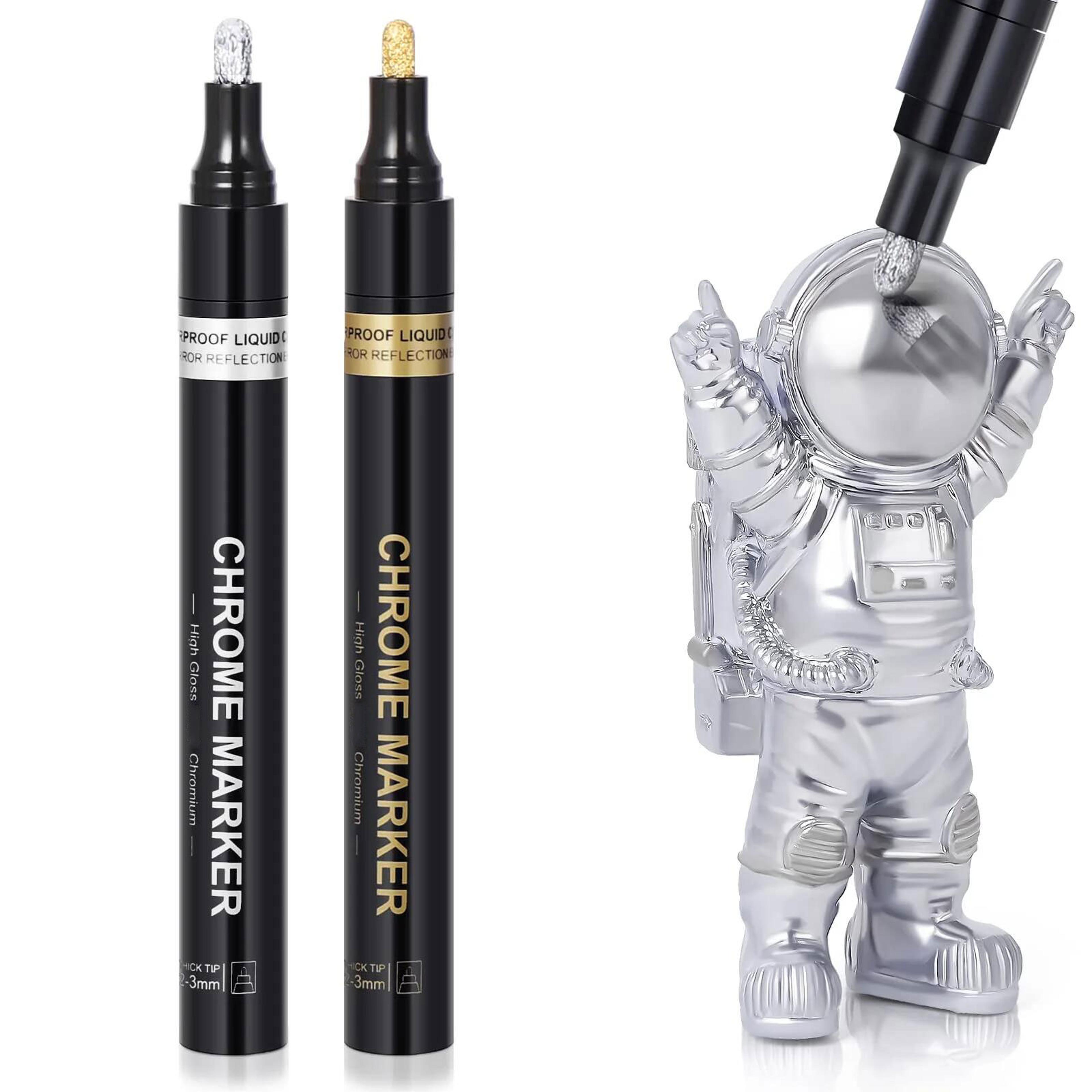 reflective chrome marker pens for car styling & diy projects | metallic gold, silver & chrome paint