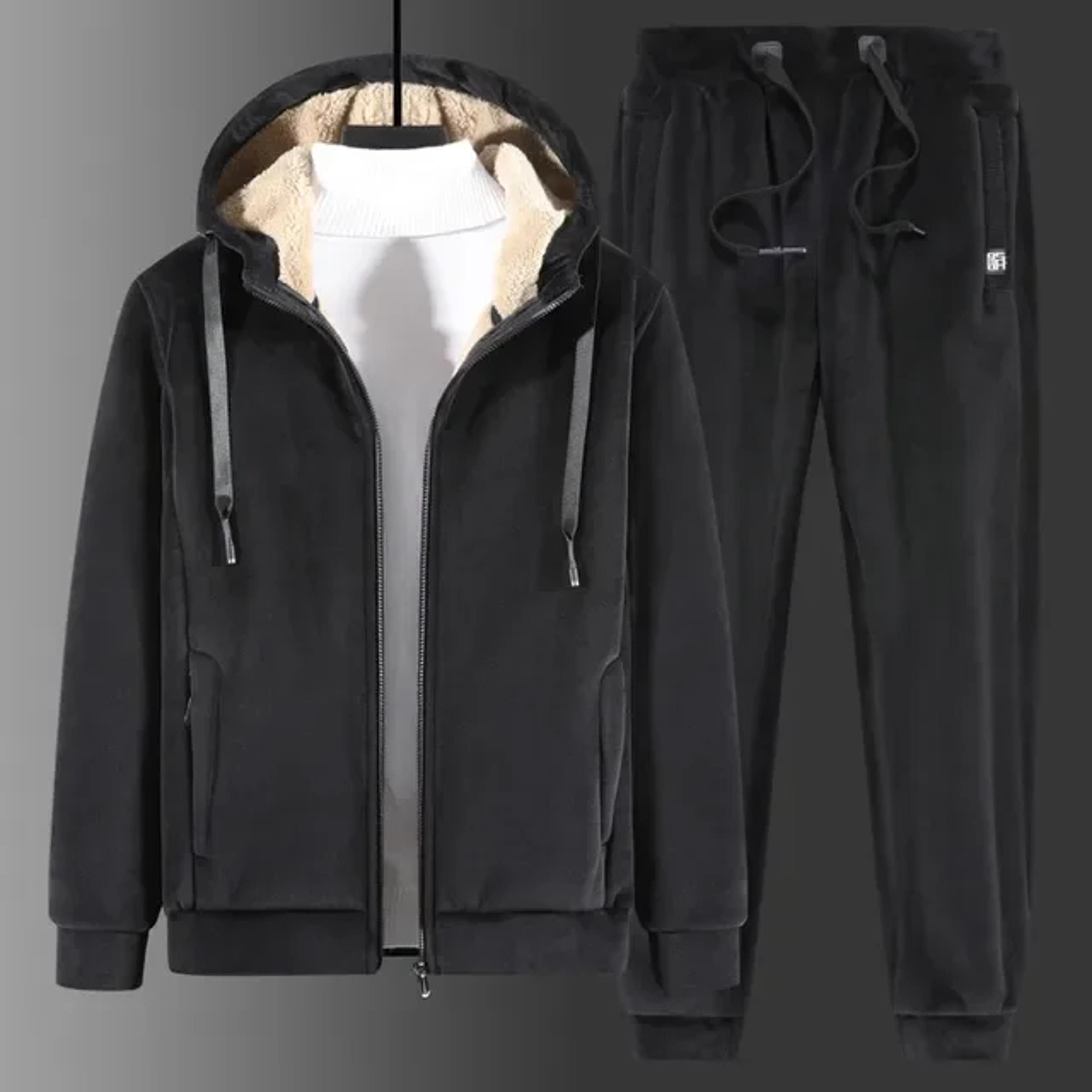 men's cashmere tracksuit, warm & cozy winter hoodie set for comfort