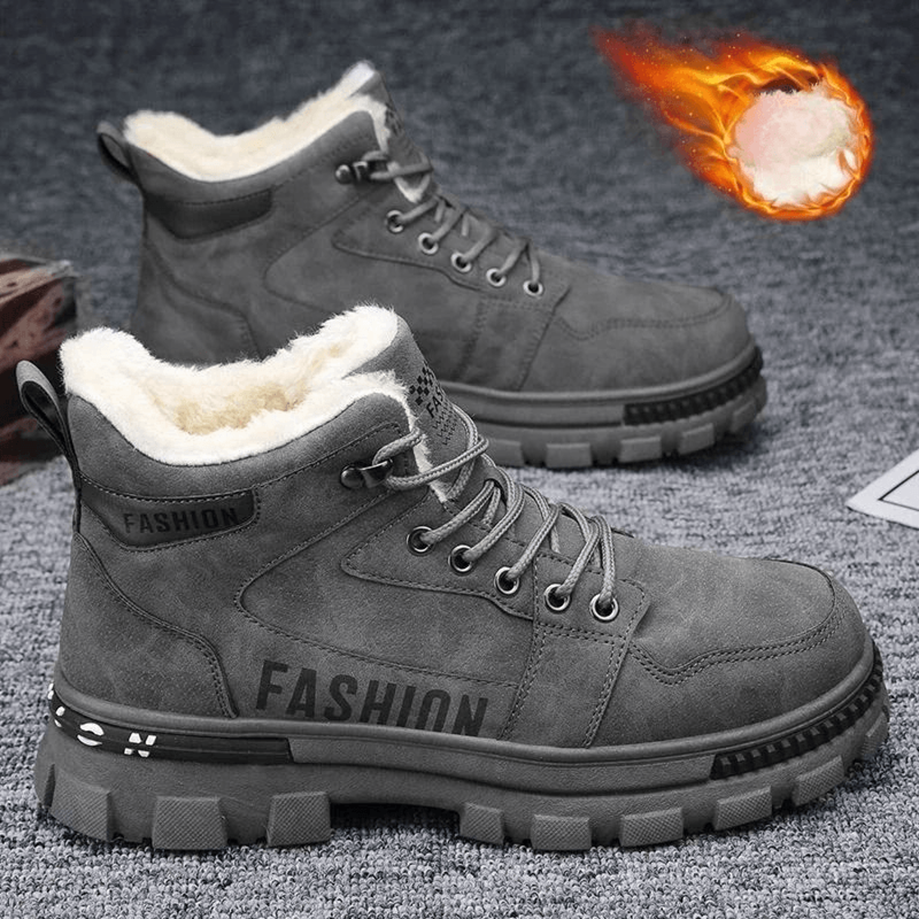 men's snow boots, warm, anti-slip winter work boots for outdoor comfort
