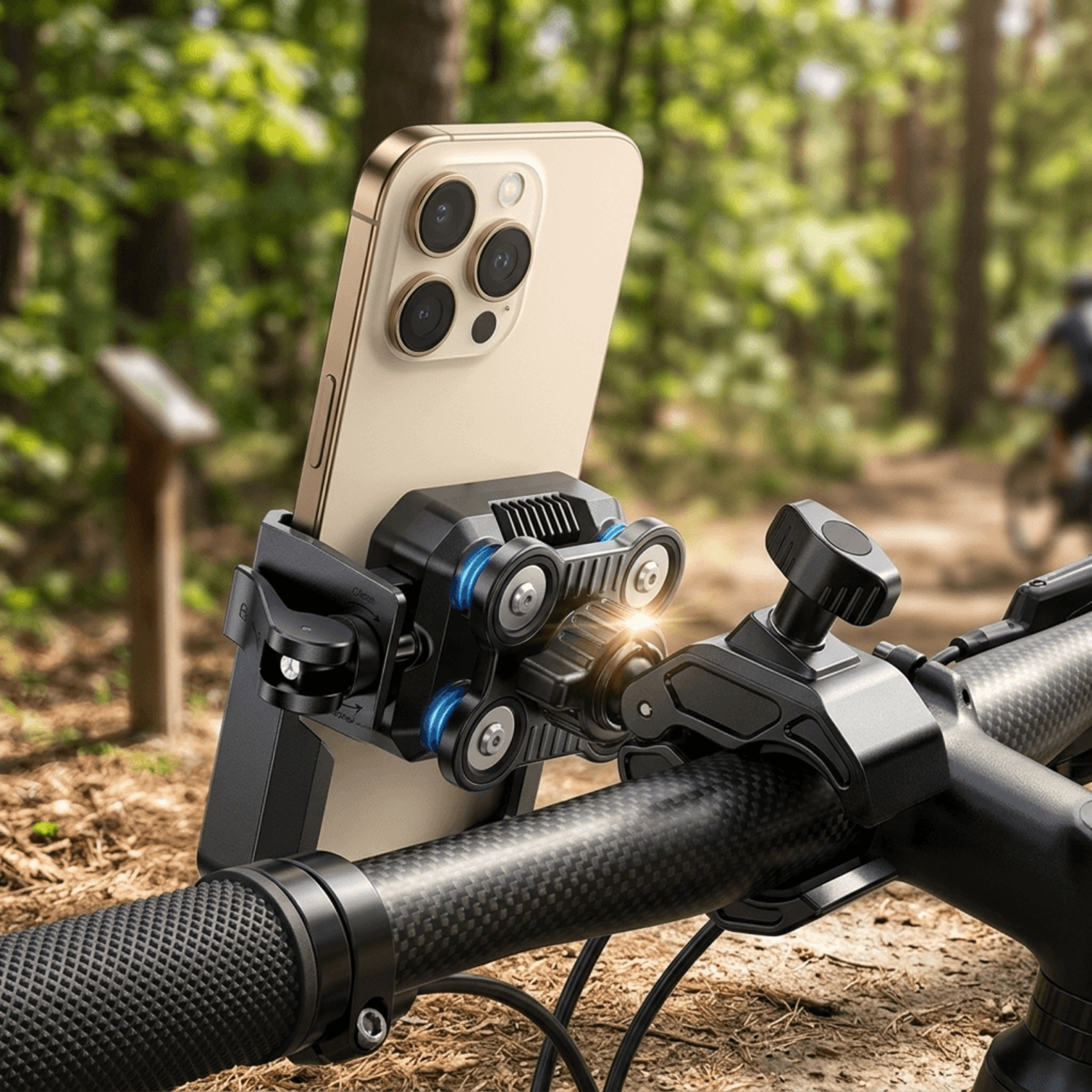 motorcycle phone mount with dual vibration dampener for bikes and scooters