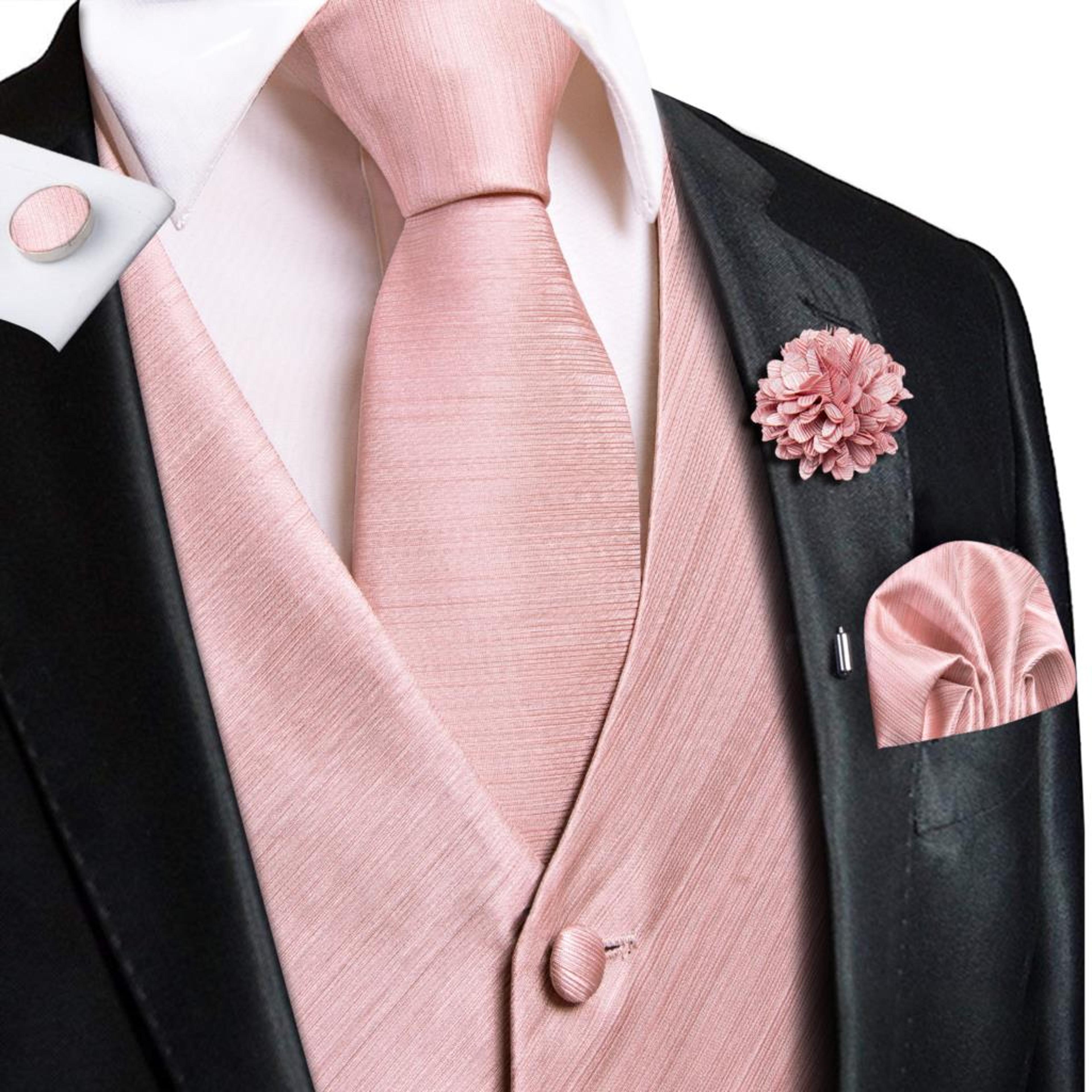 mens silk jacquard vest set with tie and matching accessories for formal wear