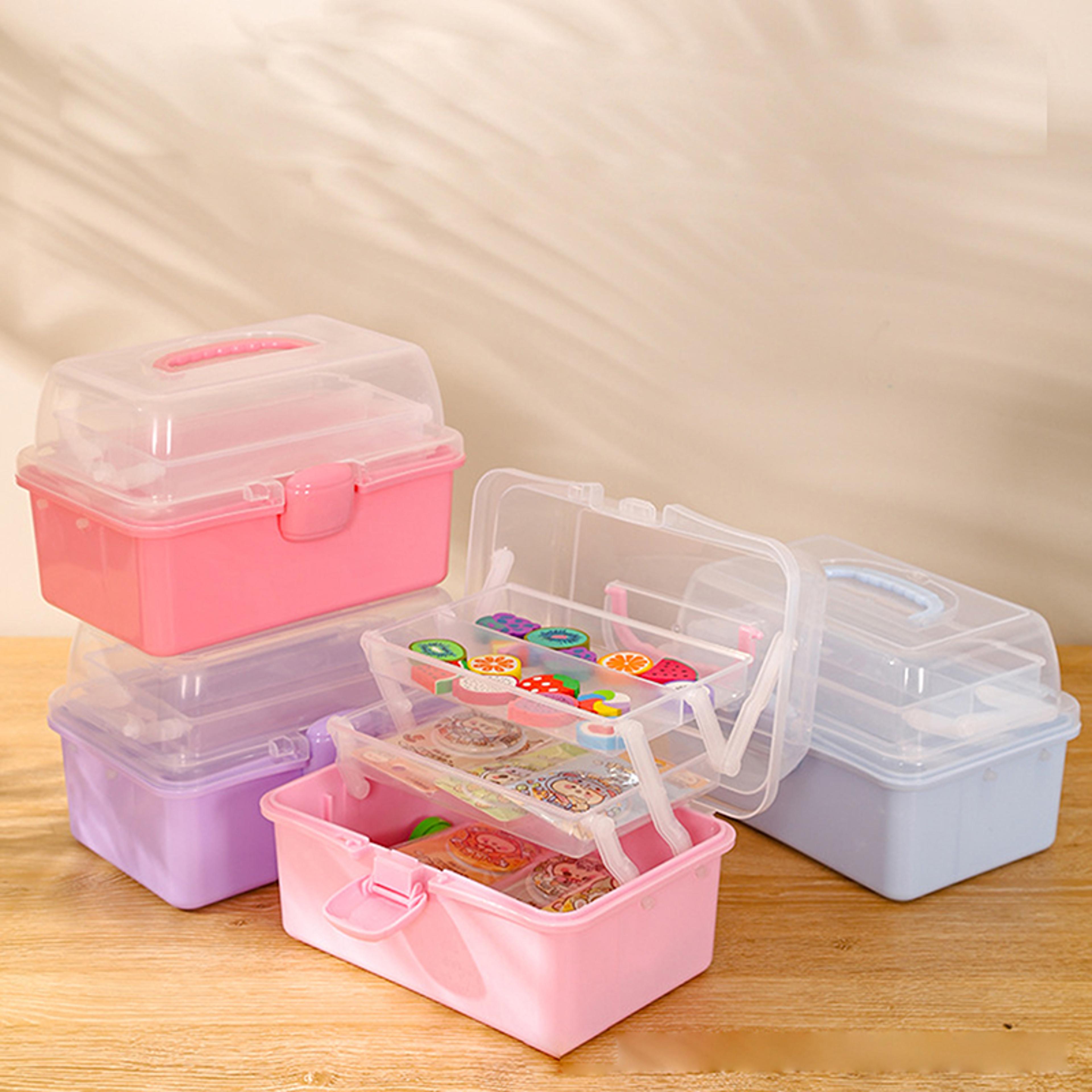 children's hair accessories organizer with handles, foldable storage box, portable medicine cabinet, cute jewelry case