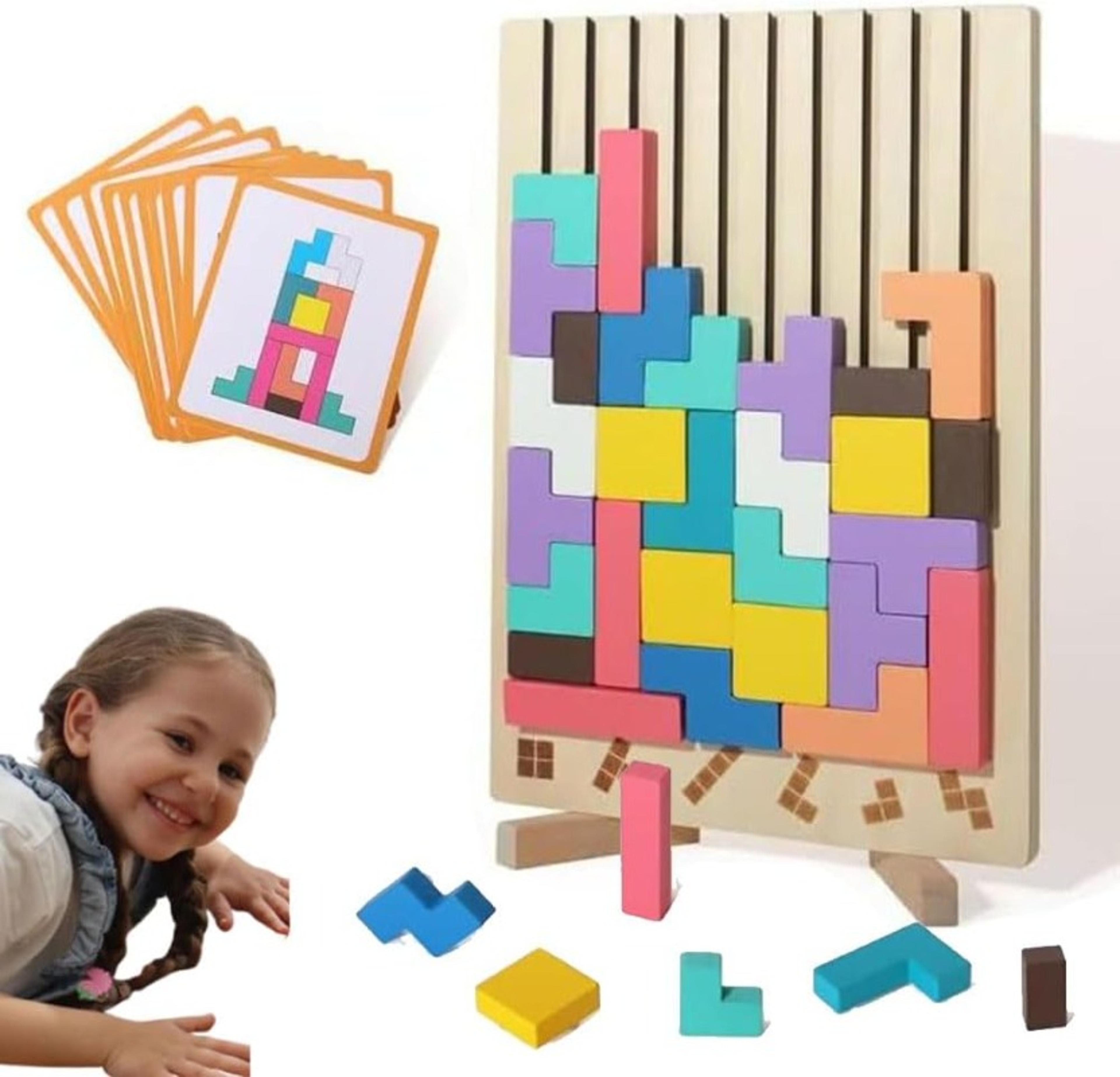 montessori educational, wooden puzzle toy, sensory stacking game, activity brain teaser, family gathering fun