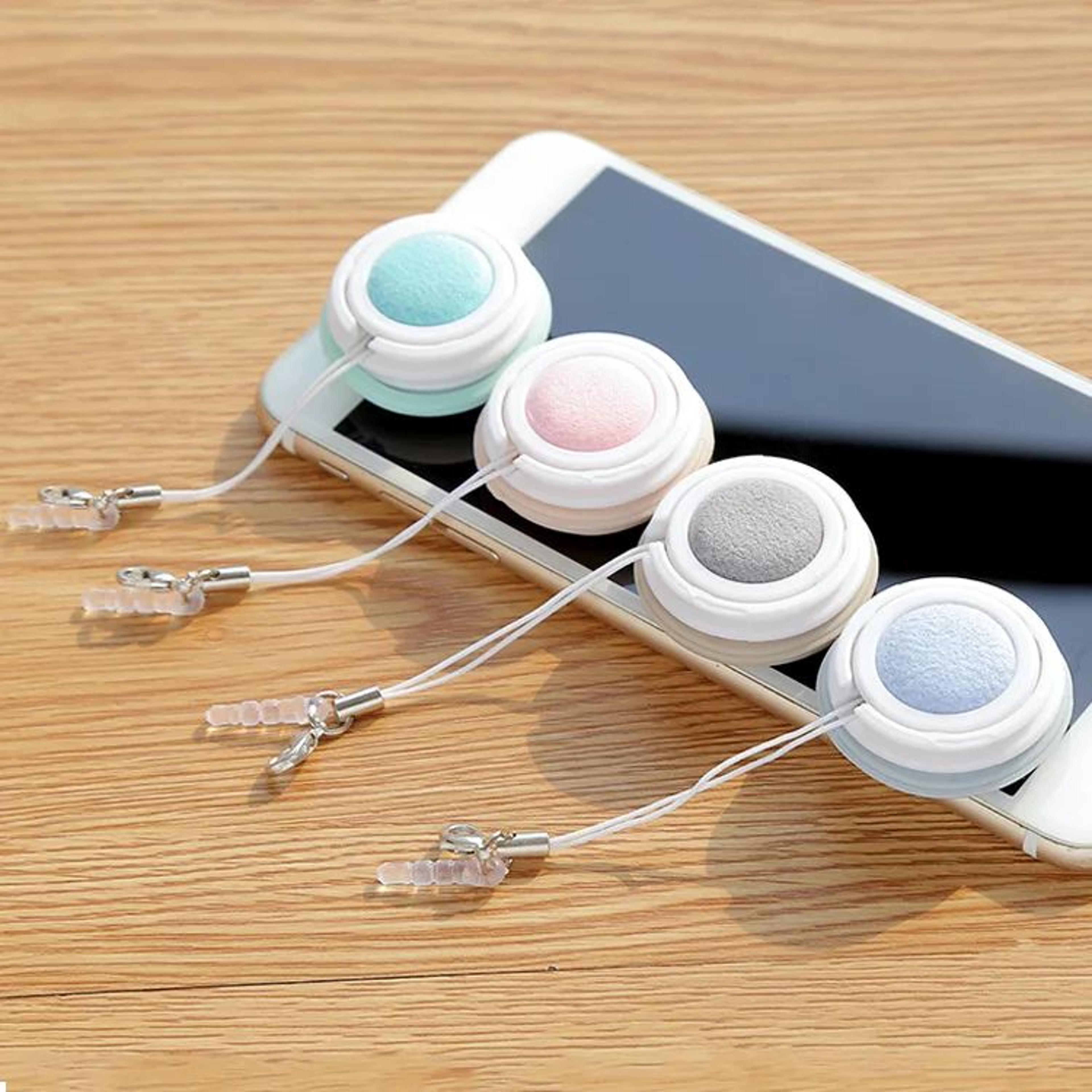 lens cleaning cloth with hanging loop, macaron phone screen cleaner, reusable soft microfiber wipe for phones and camera