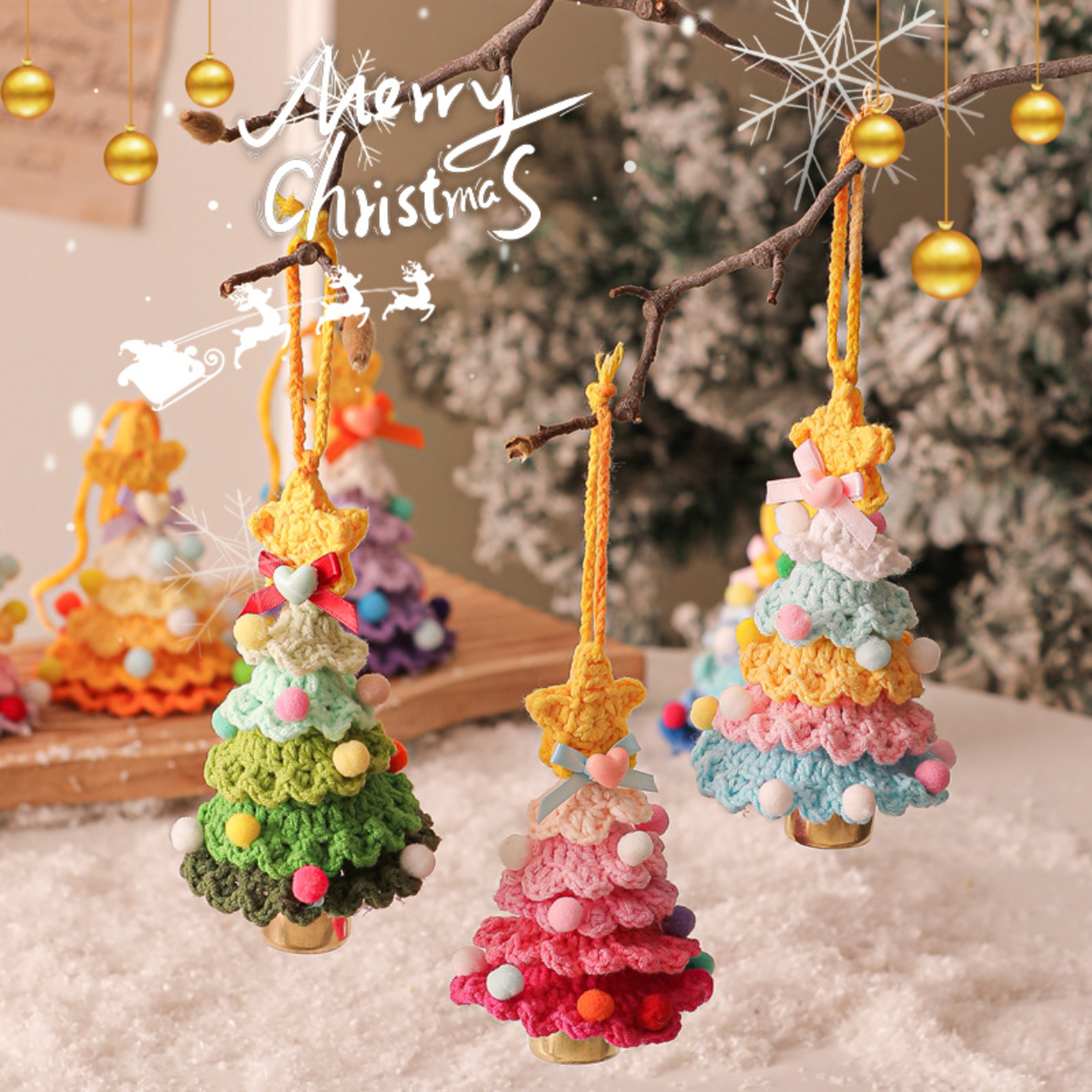 christmas tree festival, knitted hanging pendant, car pendant, home decor, supplies party decor, christmas gifts