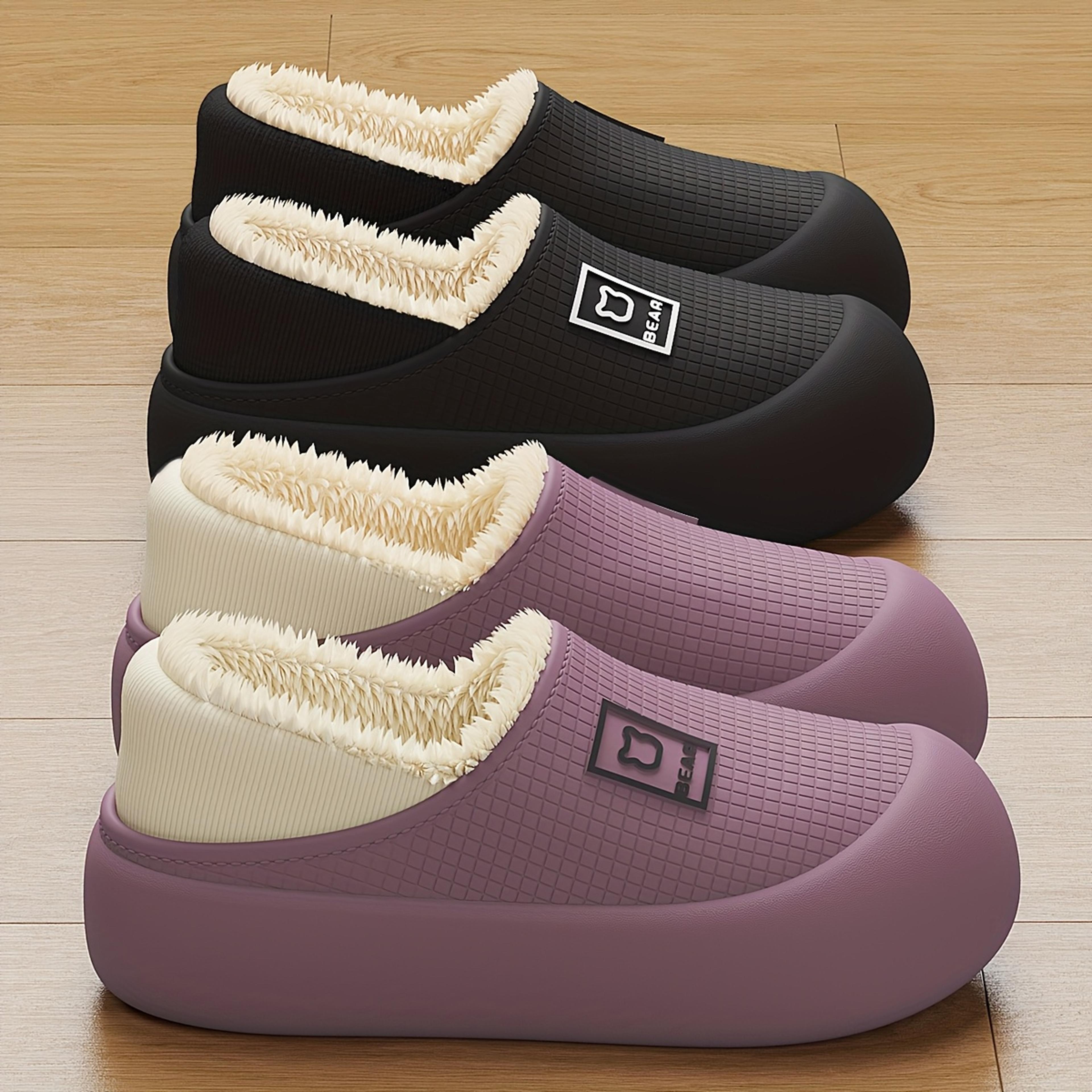new style heeled indoor home thick sole, women's slippers winter, non-slip fleece lined warm slippers