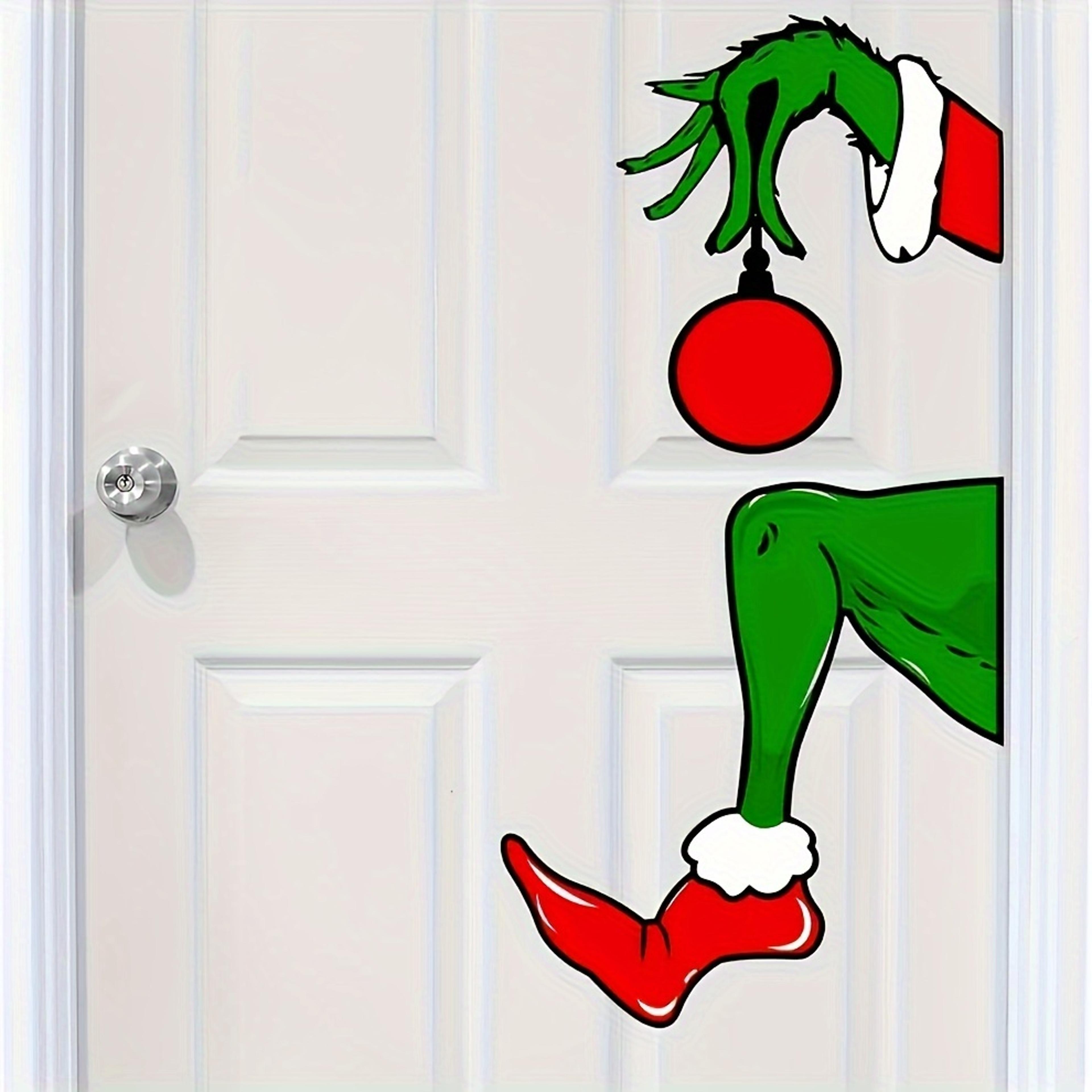 christmas decorations welcome to whoville, furry green santa lair decal art, waterproof christmas stickers for holiday