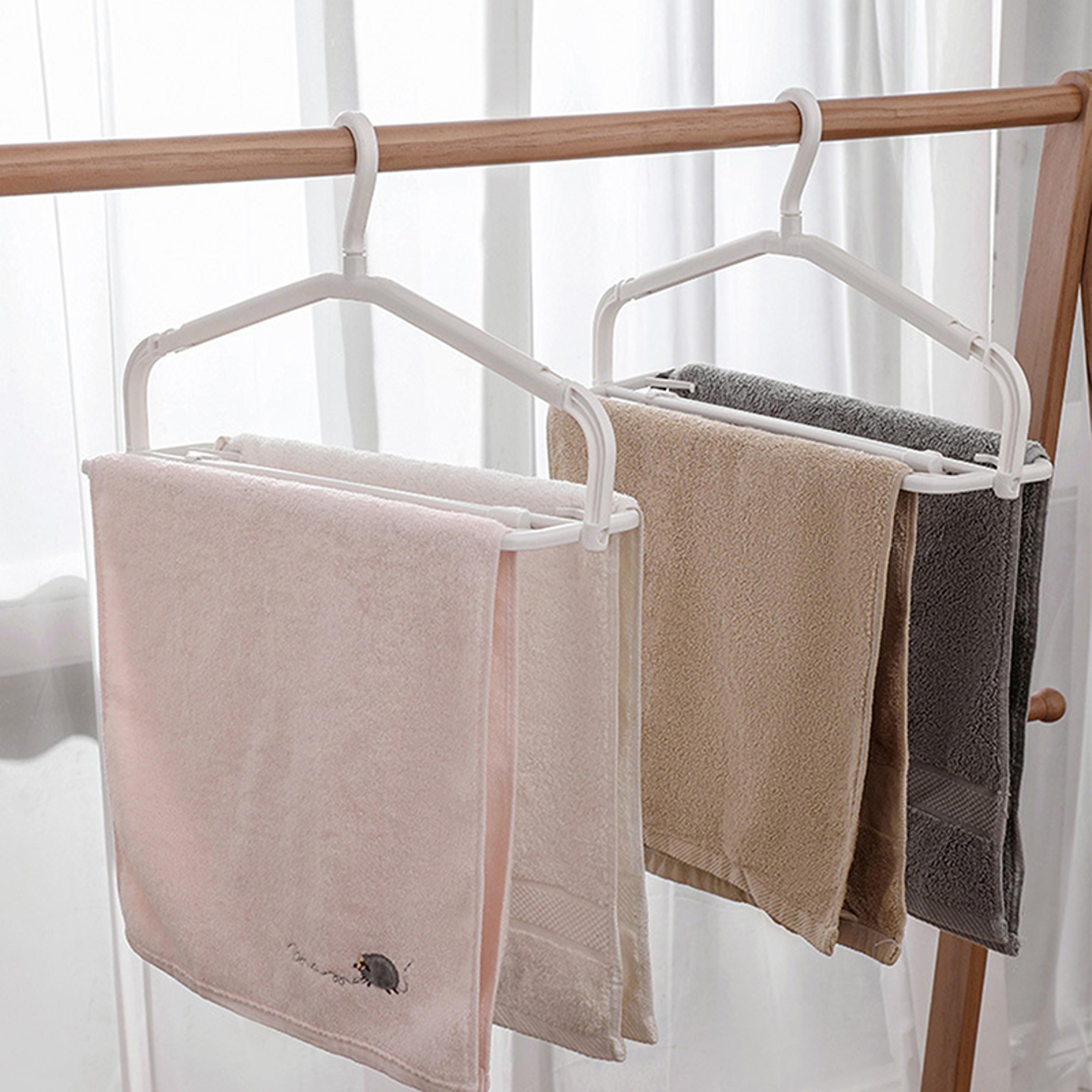 space saving scalable clothes hanger with clip for home closet, balcony