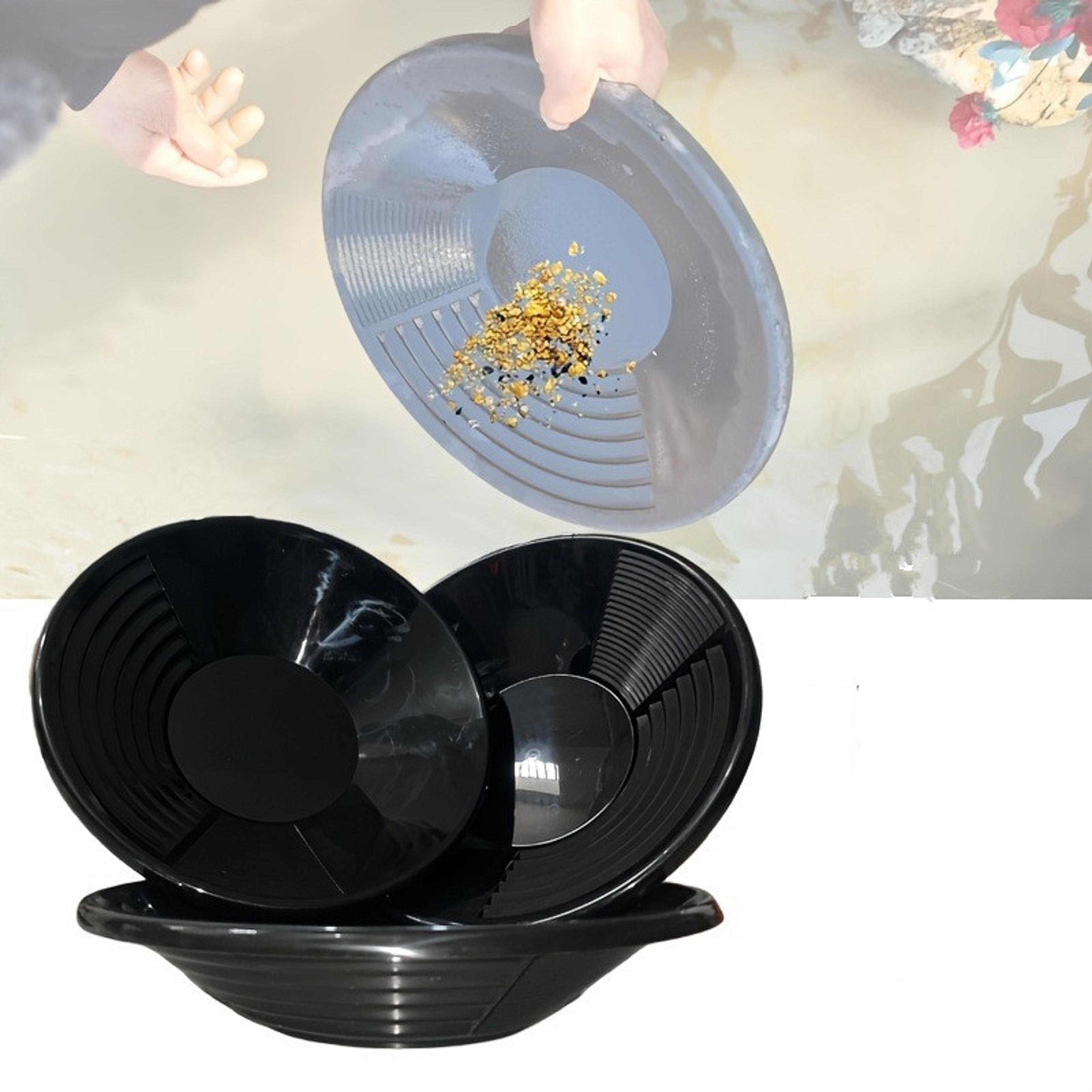 gold panning equipment, plastic gold pan basin nugget mining, river dredging prospecting tool