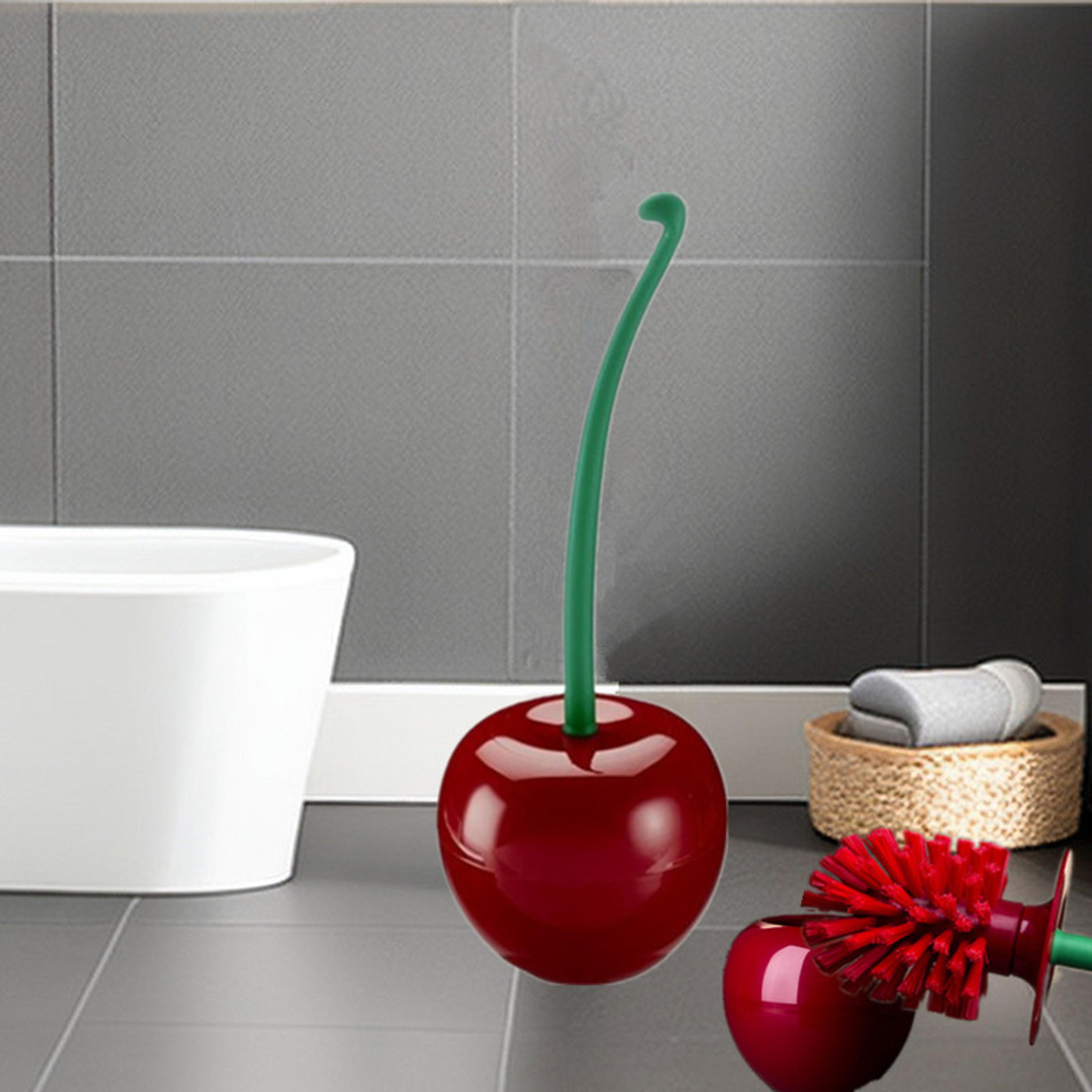 toilet brush cherry shape lavatory brush holder set, creative toilet borstel, cleaning brush for bathroom