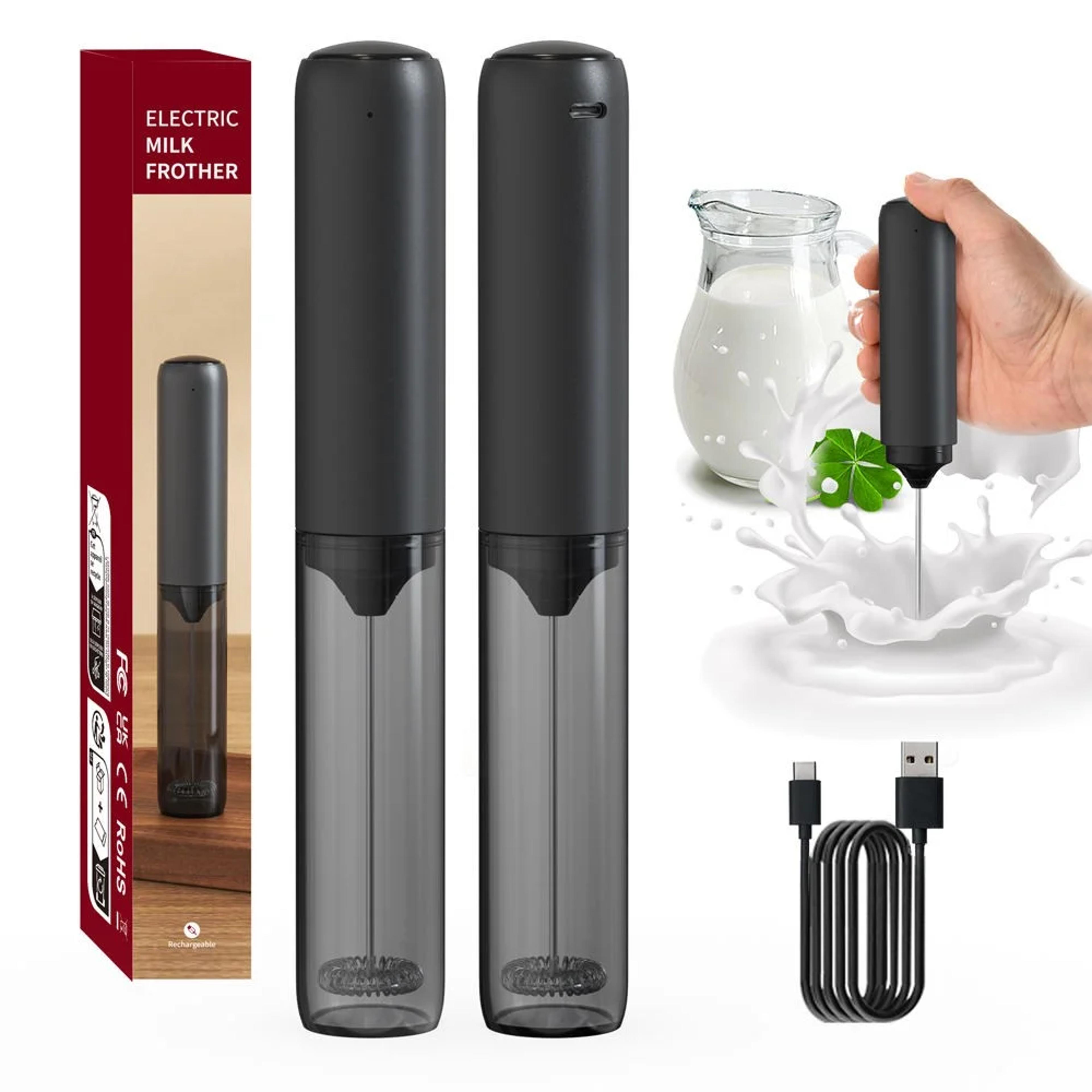 usb c rechargeable coffee whisk with silent tech, smart pro electric milk frother, auto cappuccino latte maker for home