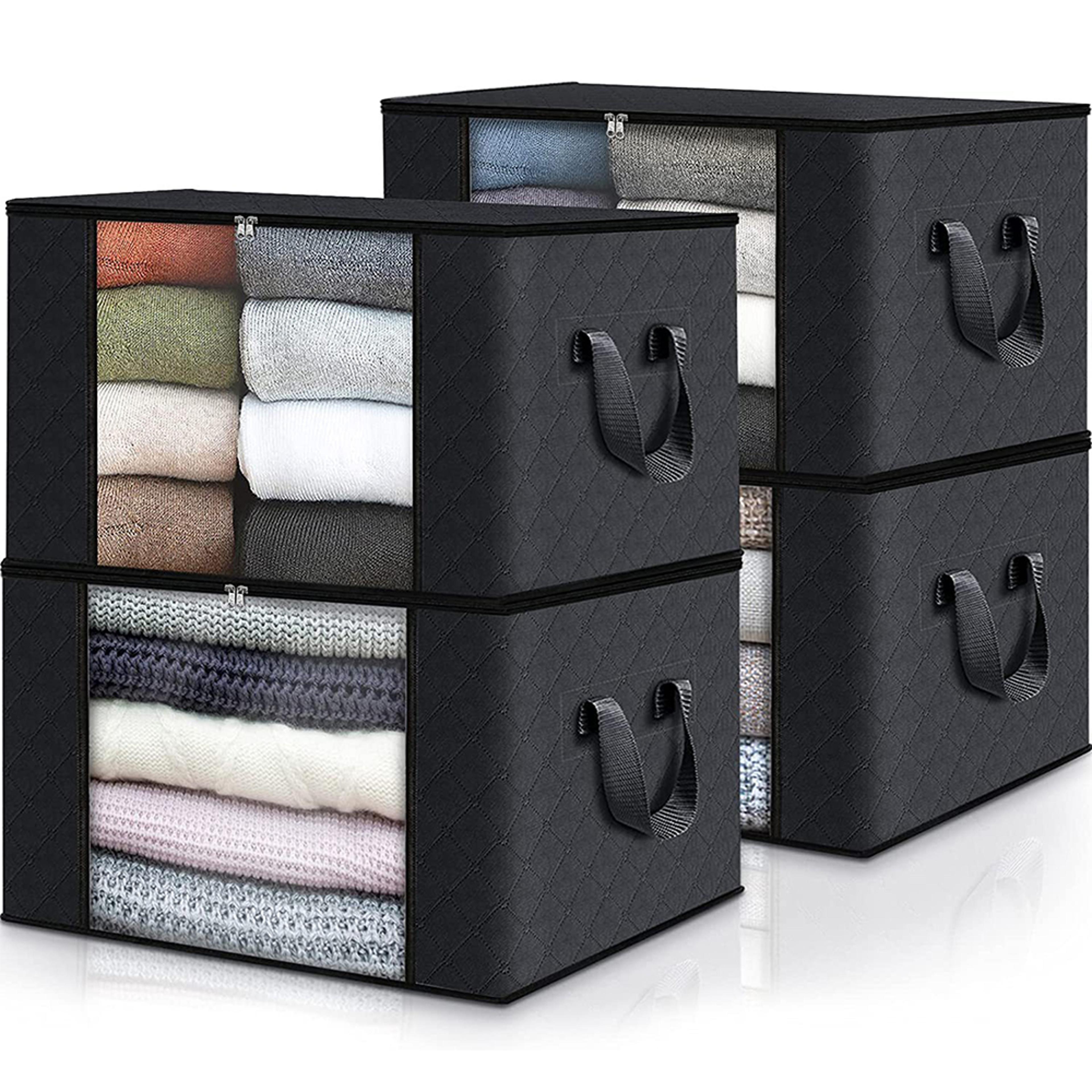 foldable blanket storage, large capacity clothes storage bag, bedroom closet containers for organizing