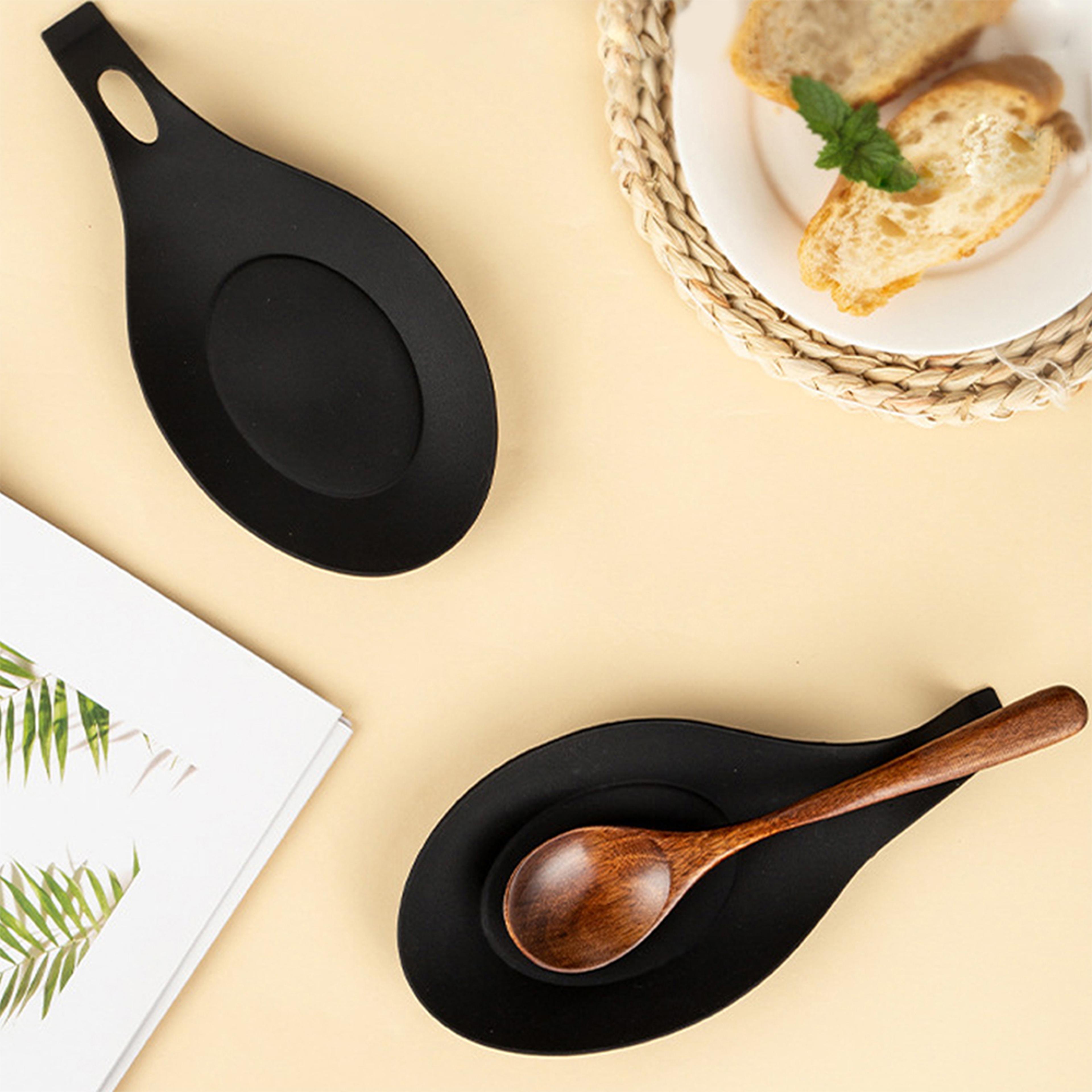 heat resistant silicone spoon rest spatula holder, utensil placemat tray for kitchen tools