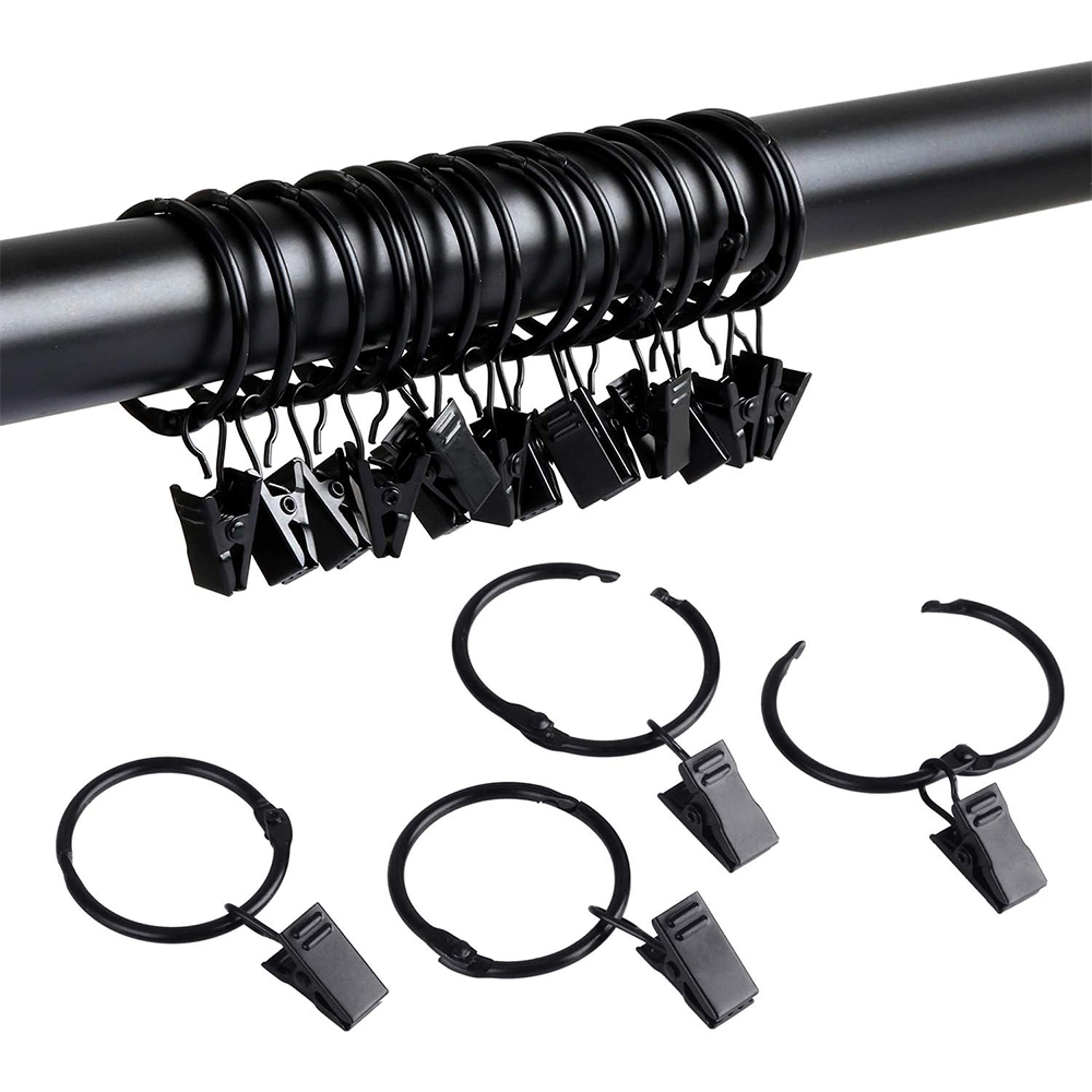 black curtain hooks hangers, metal curtain rings with clips, drapery clips