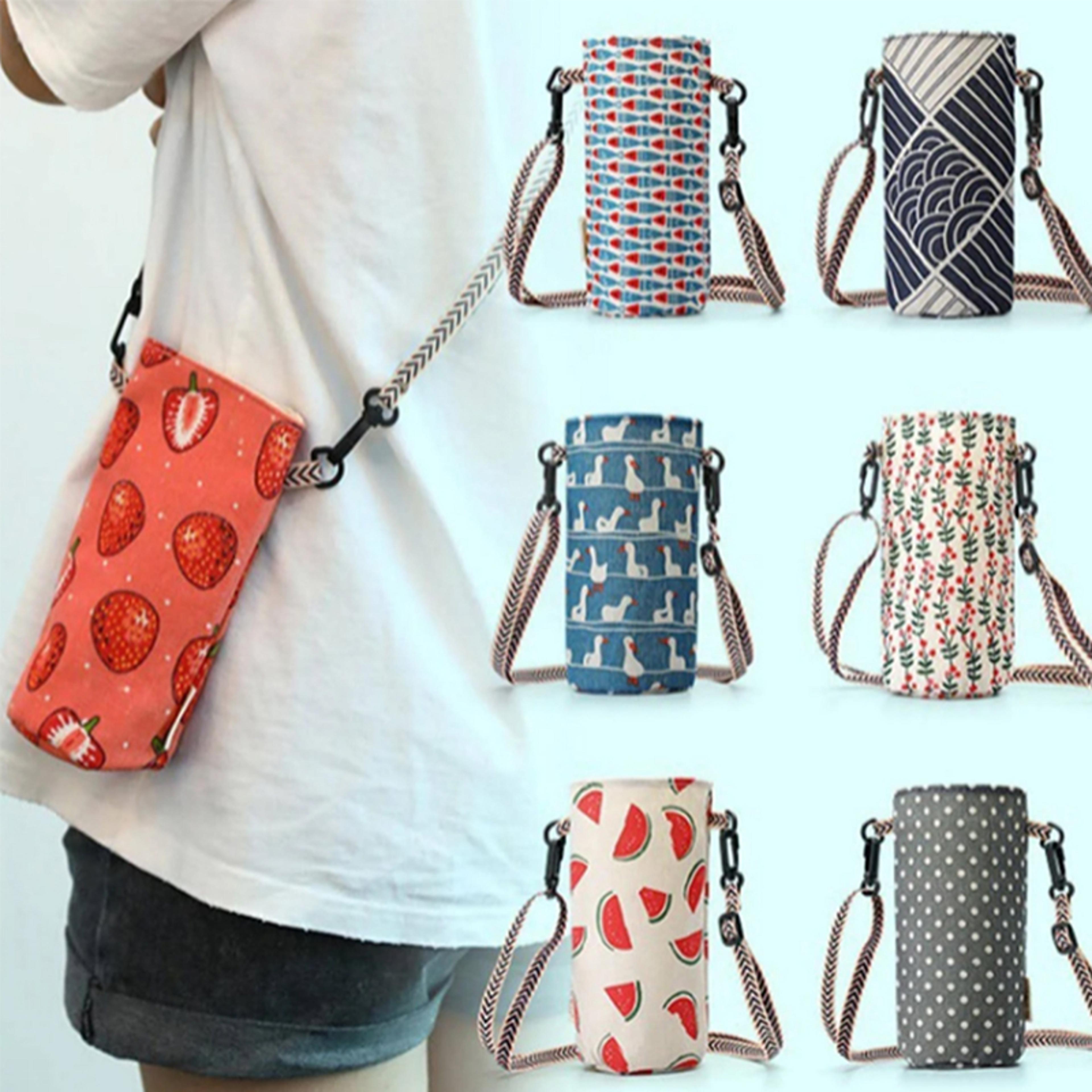 insulated crossbody water bottle carrier, portable bag holder for travel & sports