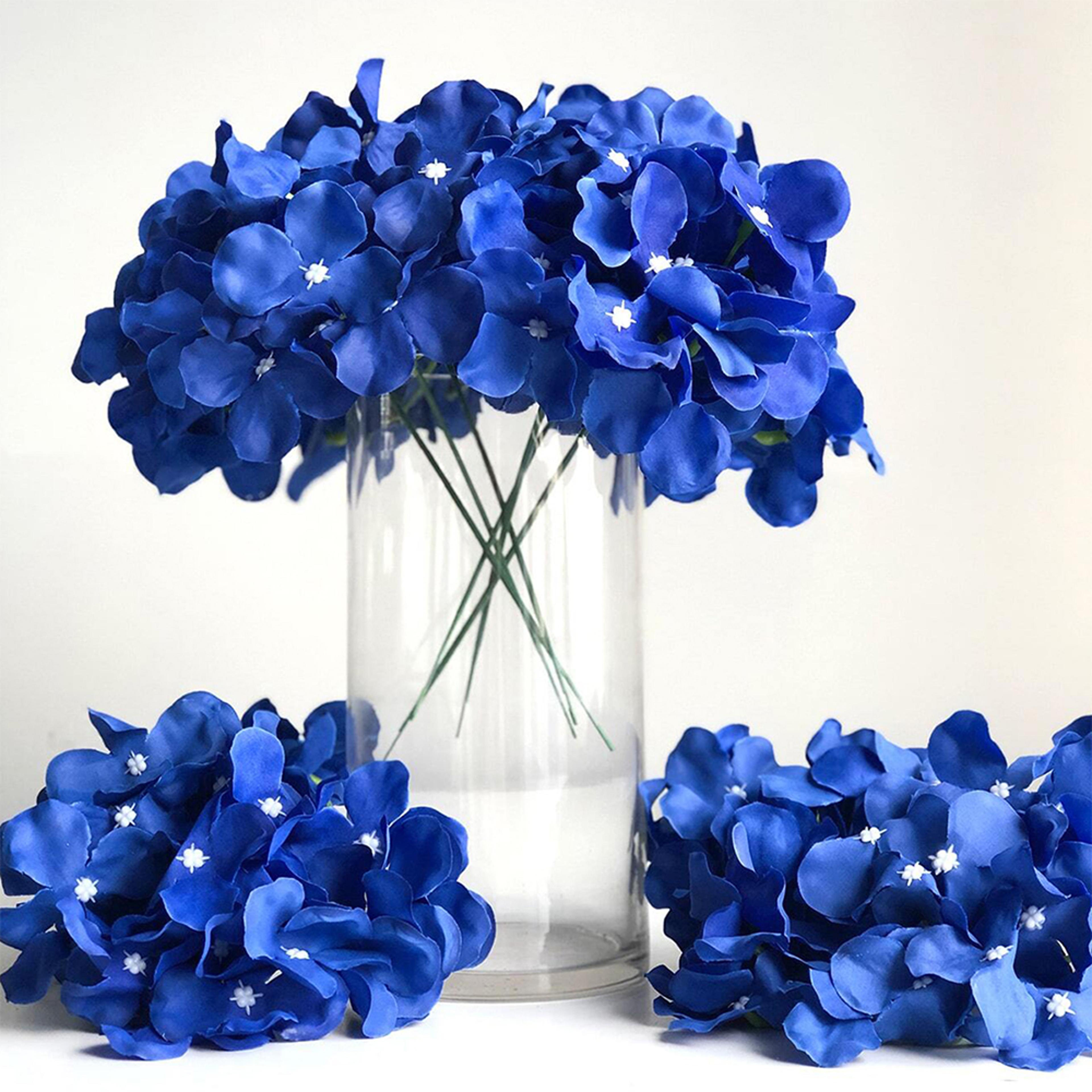 blue faux hydrangea bouque, artificial hydrangea with stem, flower for wedding party, home decoration valentine day