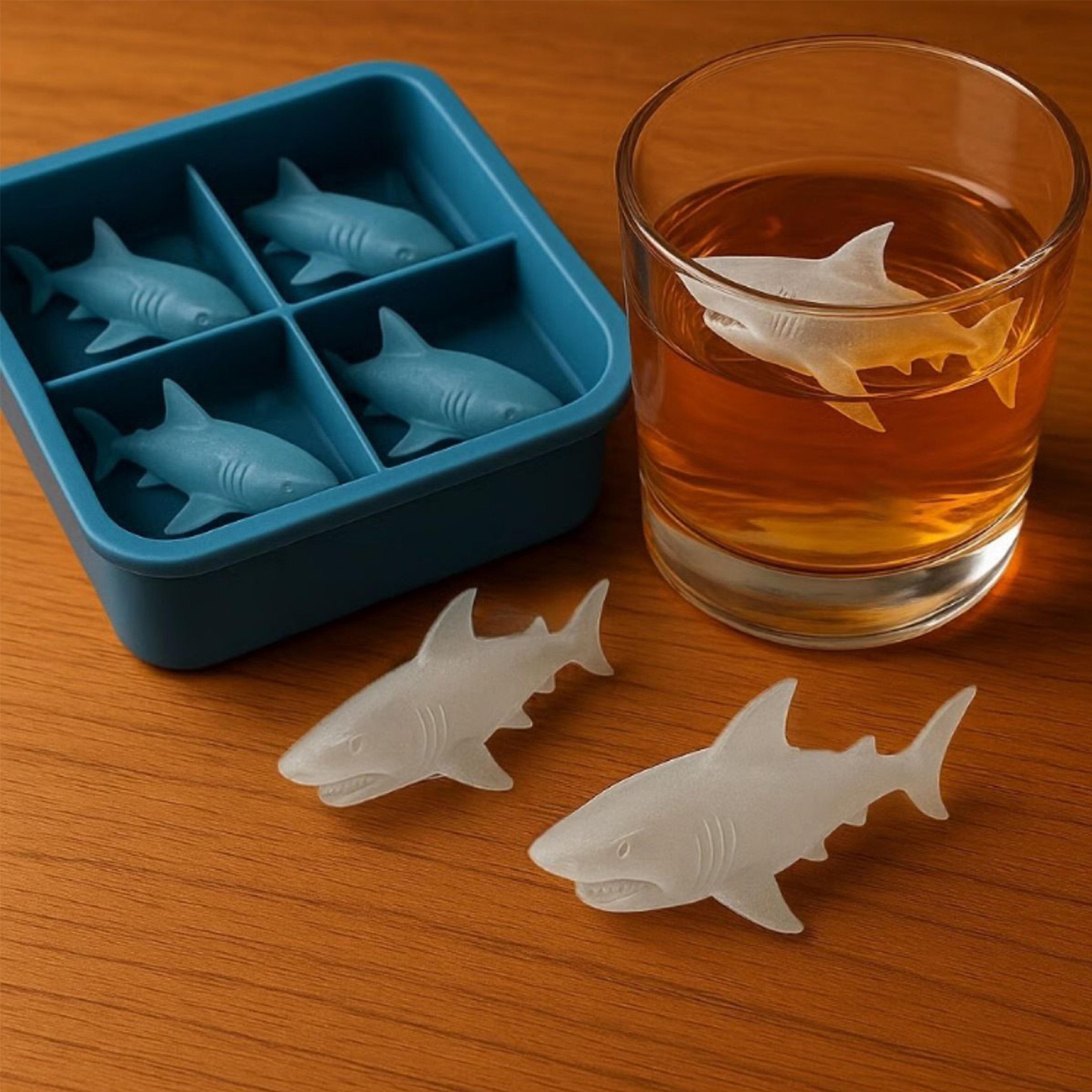 shark ice mold for whiskey, creative silicone tray for water, easy release kitchen ice cream mould