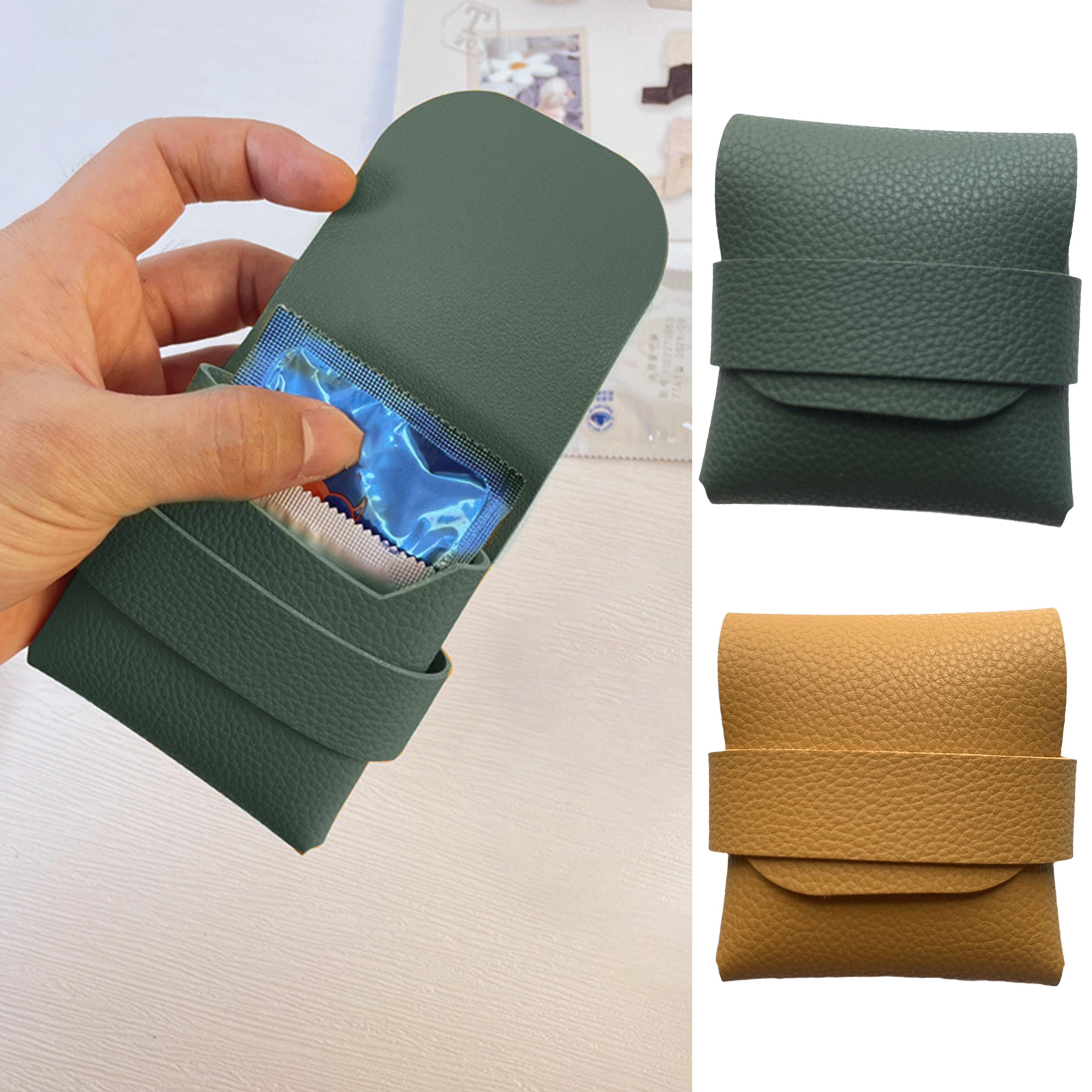 travel condom case, elegant pu leather box, secure small purse for condoms, compact design, protects and keeps condoms