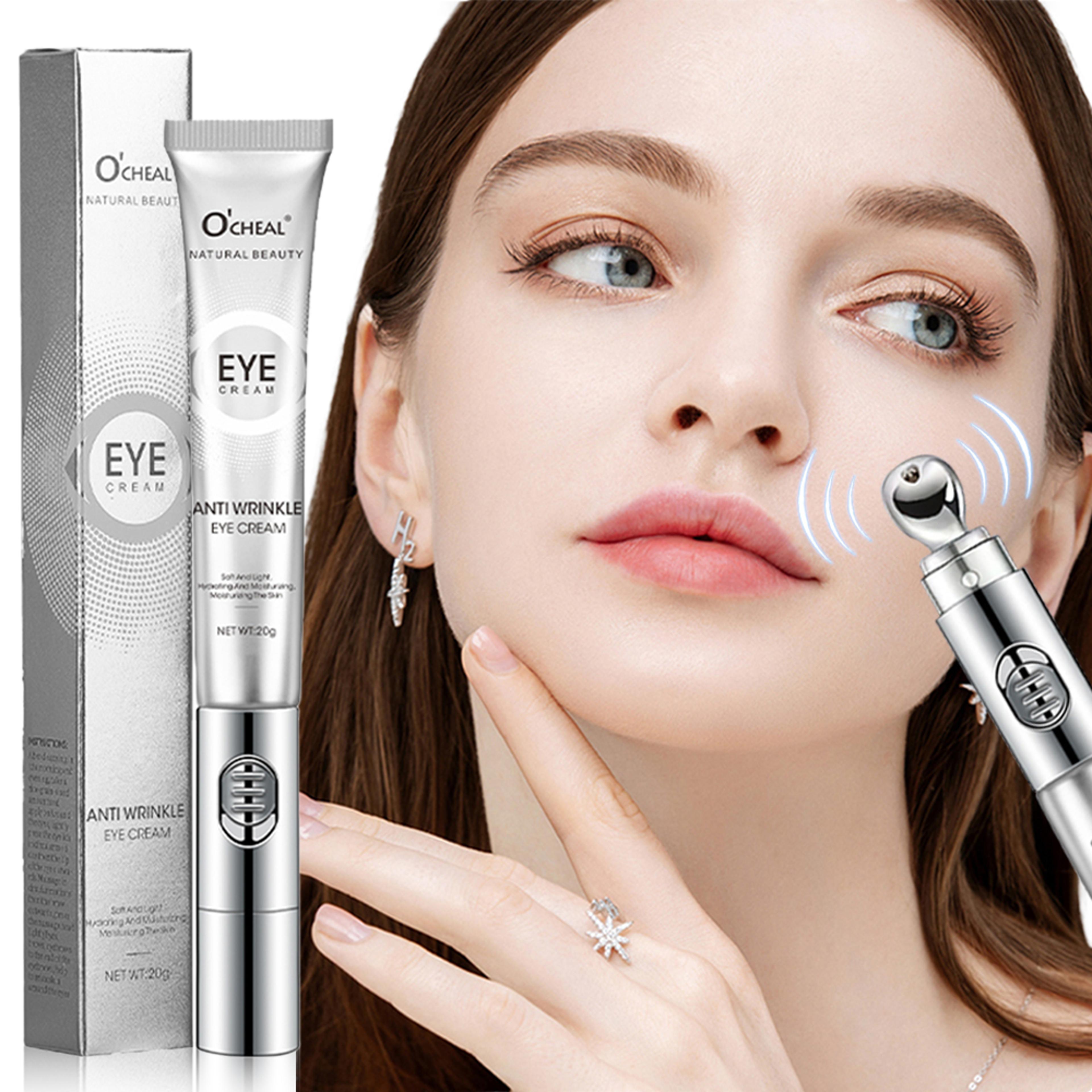 hyaluronic acid firming ocheal electric massage eye cream, fades fine lines, moisturizing eye care gel